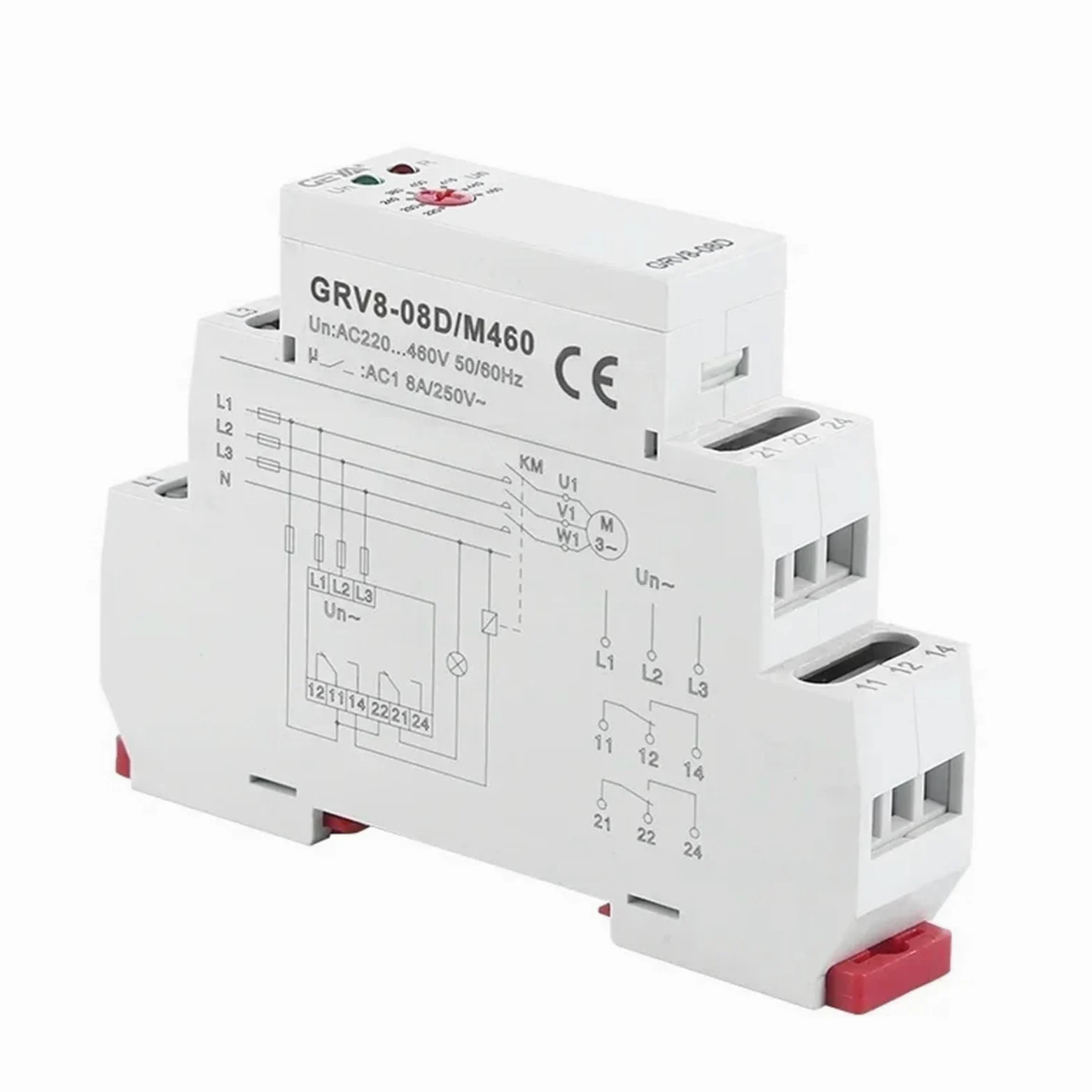 Relé de sobretensión y subtensión GRV8-08, relé de control de asimetría de secuencia de fase y fallo de fase (1 unidad)(GRV8-08 M265)