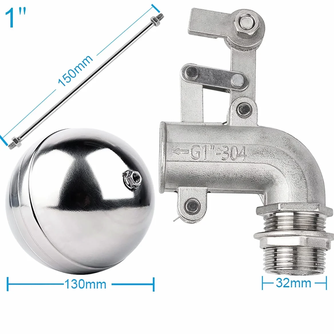 Válvula de Bola Flotante, Sensor de válvula de Bola Flotante DN15 de 1/2 Pulgada for Bomba de Tanque de Agua(1")
