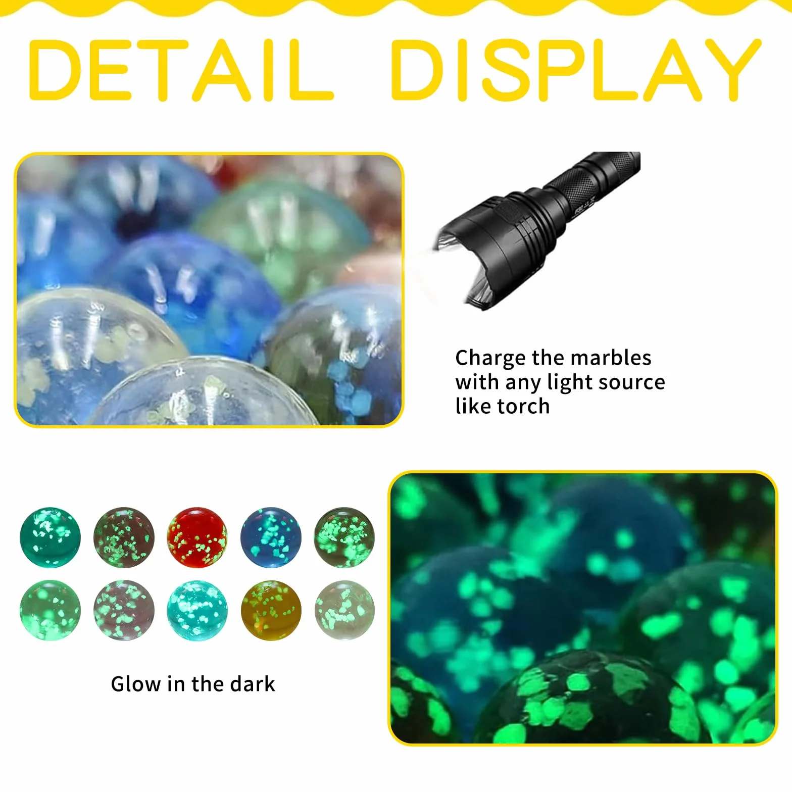 Canicas de Cristal Brillan en la Oscuridad 50 Piezas para Niños
