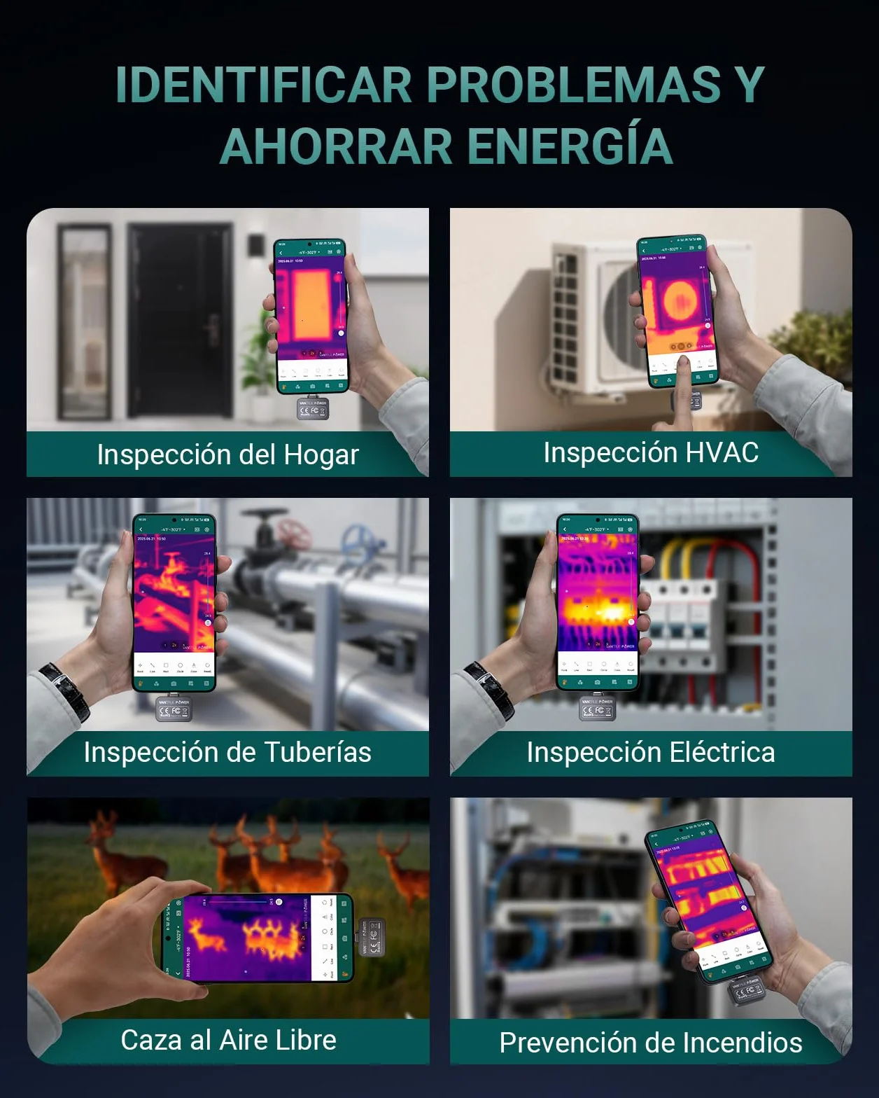 TS1 Cámara Térmica Termográfica Infrarroja para Android, 512x384 TISR Alta Resolución Cámara Termográfica Infrarroja, Rango de medición de la temperatura -20 °C a 550 °C