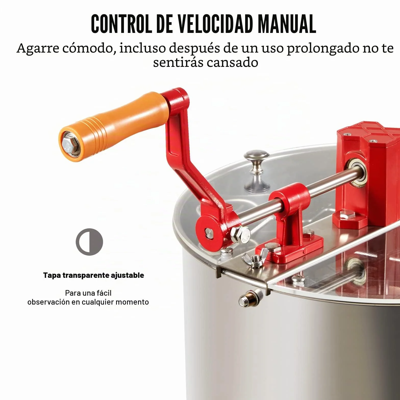 VEVOR Extractor de Miel Manual 2/4 Marcos Centrífuga Separador de Miel de Acero Inoxidable con Tapa Adecuado de Panal Tamaño Profundo 48x23 cm Tamaño Mediano 48x16 cm Altura Regulable para Apicultura