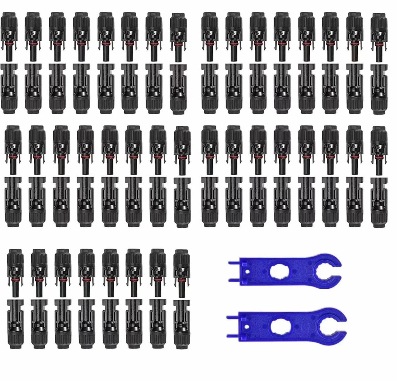 Conector de panel solar IP67 impermeable MC4 conector macho/hembra 50 pares (10AWG) con llaves