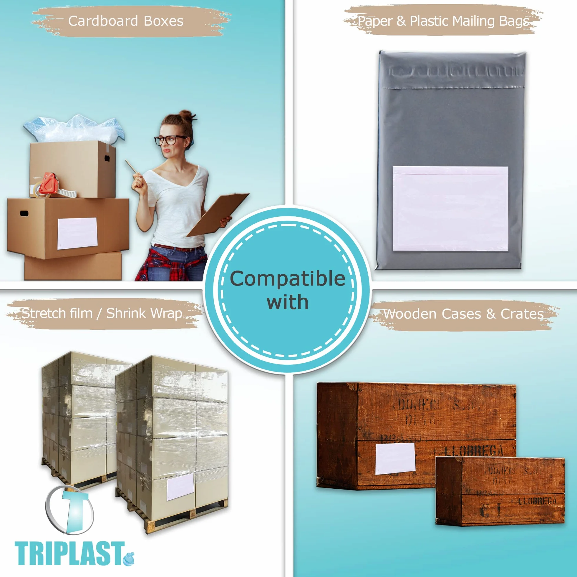 Triplast Cartera plana para documentos 200 x A5 (225 x 165 mm) sobres transparentes despegables y sellados