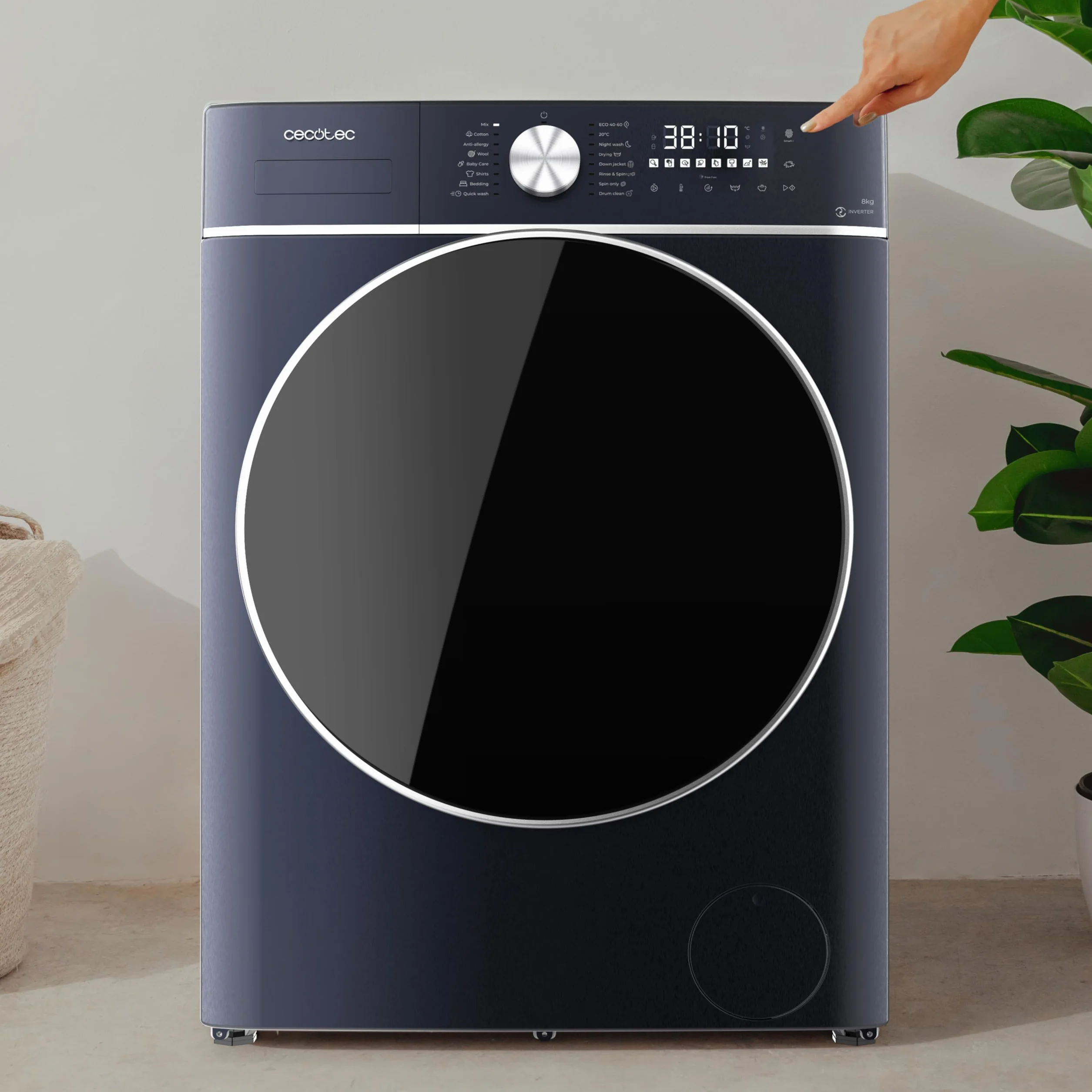 Cecotec Bolero Wash&Dry 8580 Lavadora Secadora 8.5kg Carga Frontal 1400RPM Inverter Ice Blue