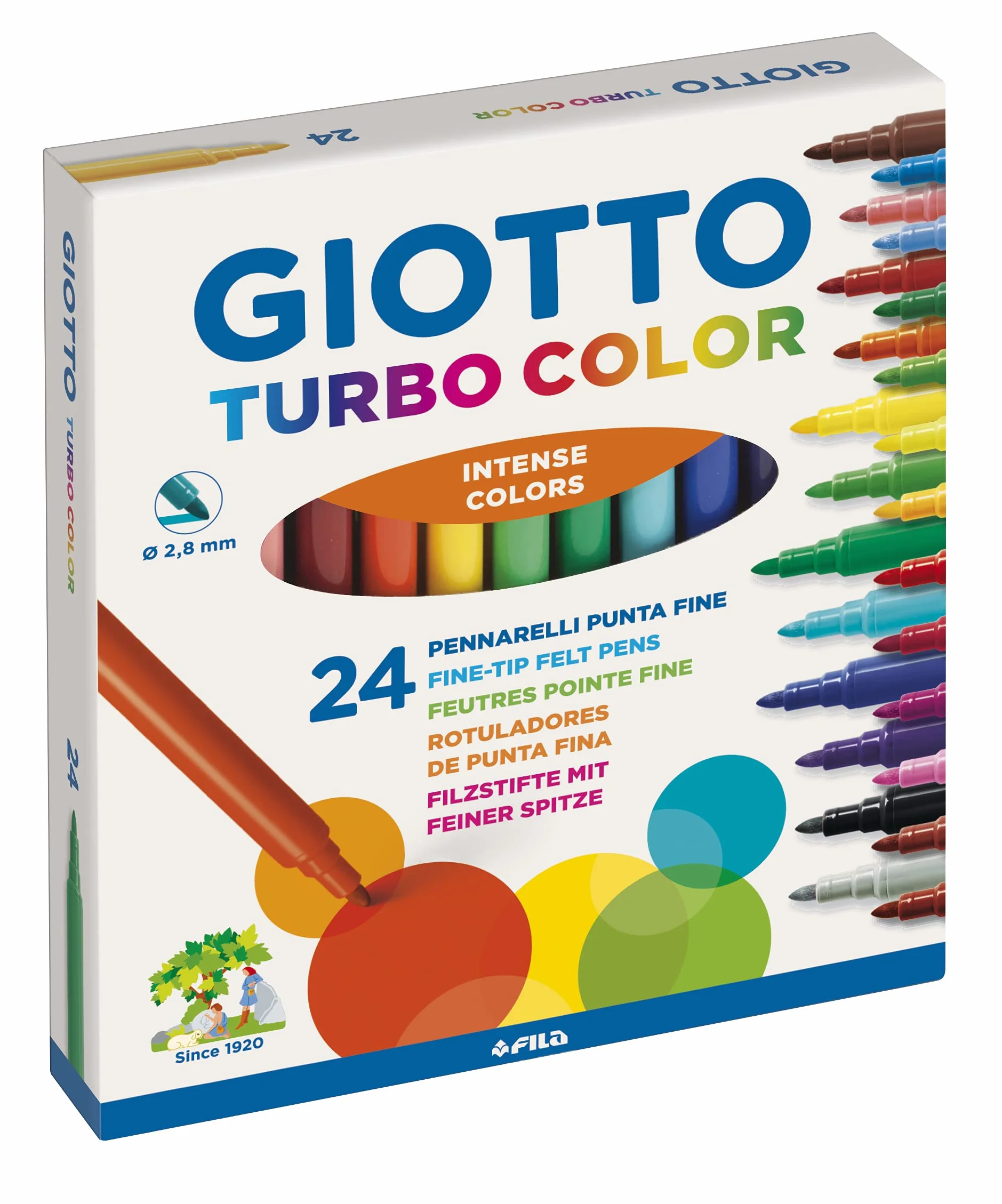 GIOTTO Turbocolor Rotuladores Punta Fina 2.8mm 24 unidades