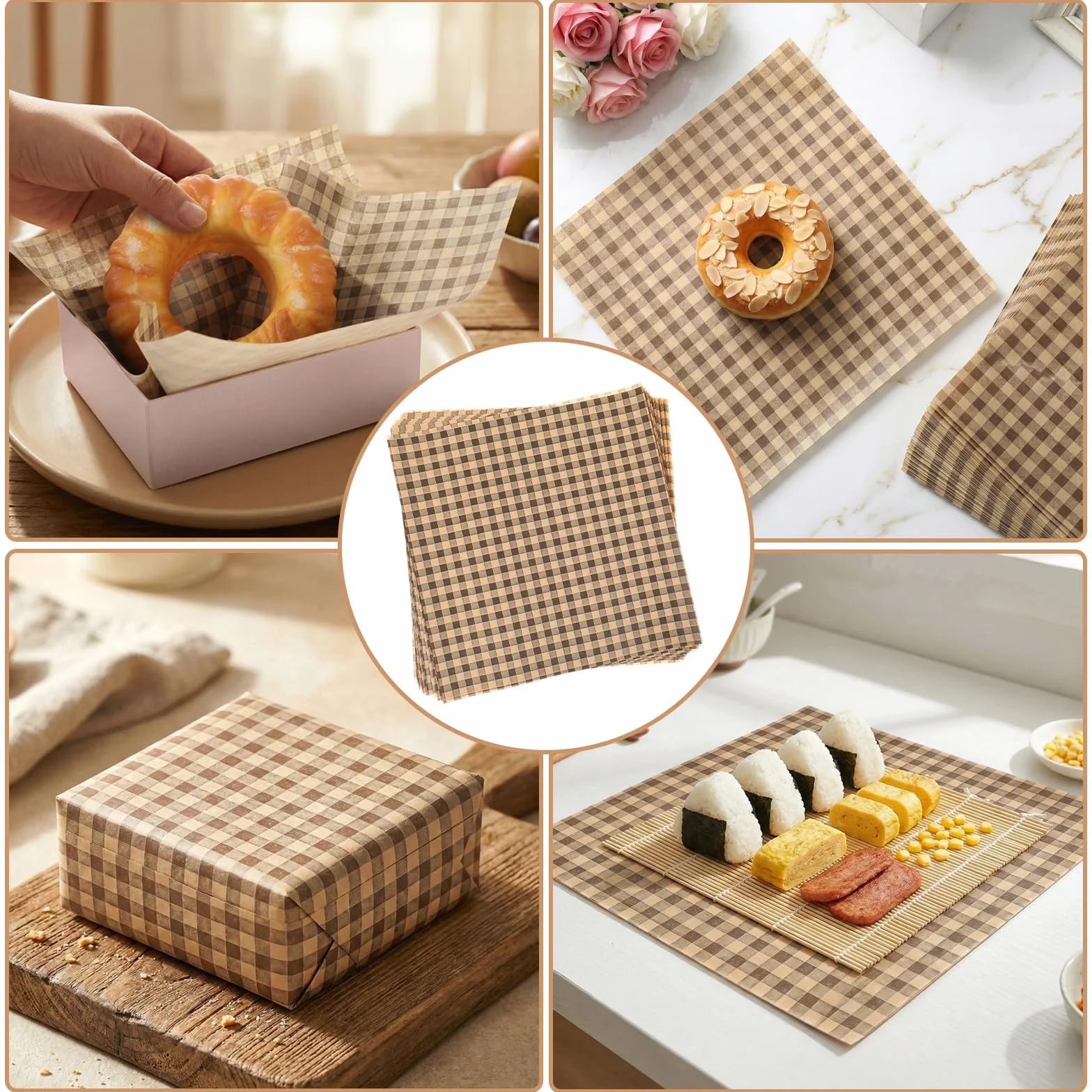 Papel encerado 18 cm x 18 cm, 100 hojas para sándwiches y hamburguesas