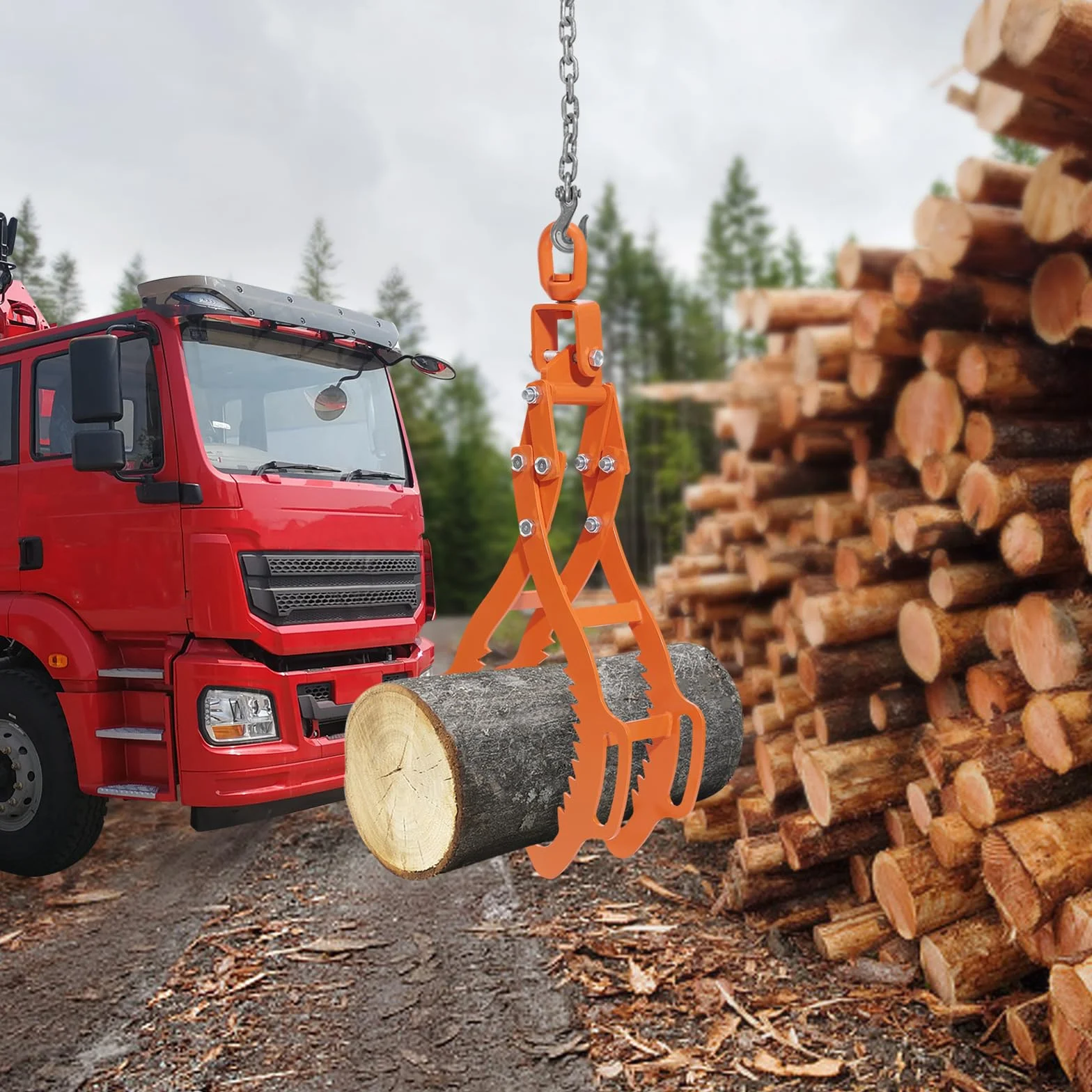 Alicates forestales para troncos de árboles de hasta 710 mm, 28 pulgadas, alicates de madera, alicates de espalda para trabajos de carga en el bosque, con 4 mandriles, fuerza de tracción de hasta 1202