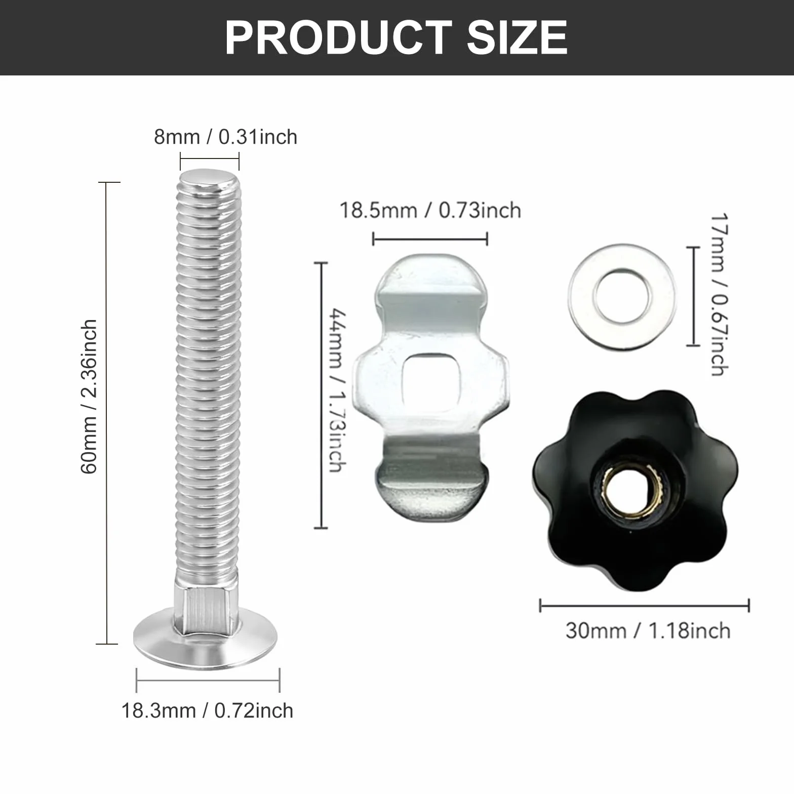 Tokaneit Adaptador para Riel Aeronautico M8x60 6 Piezas 500daN
