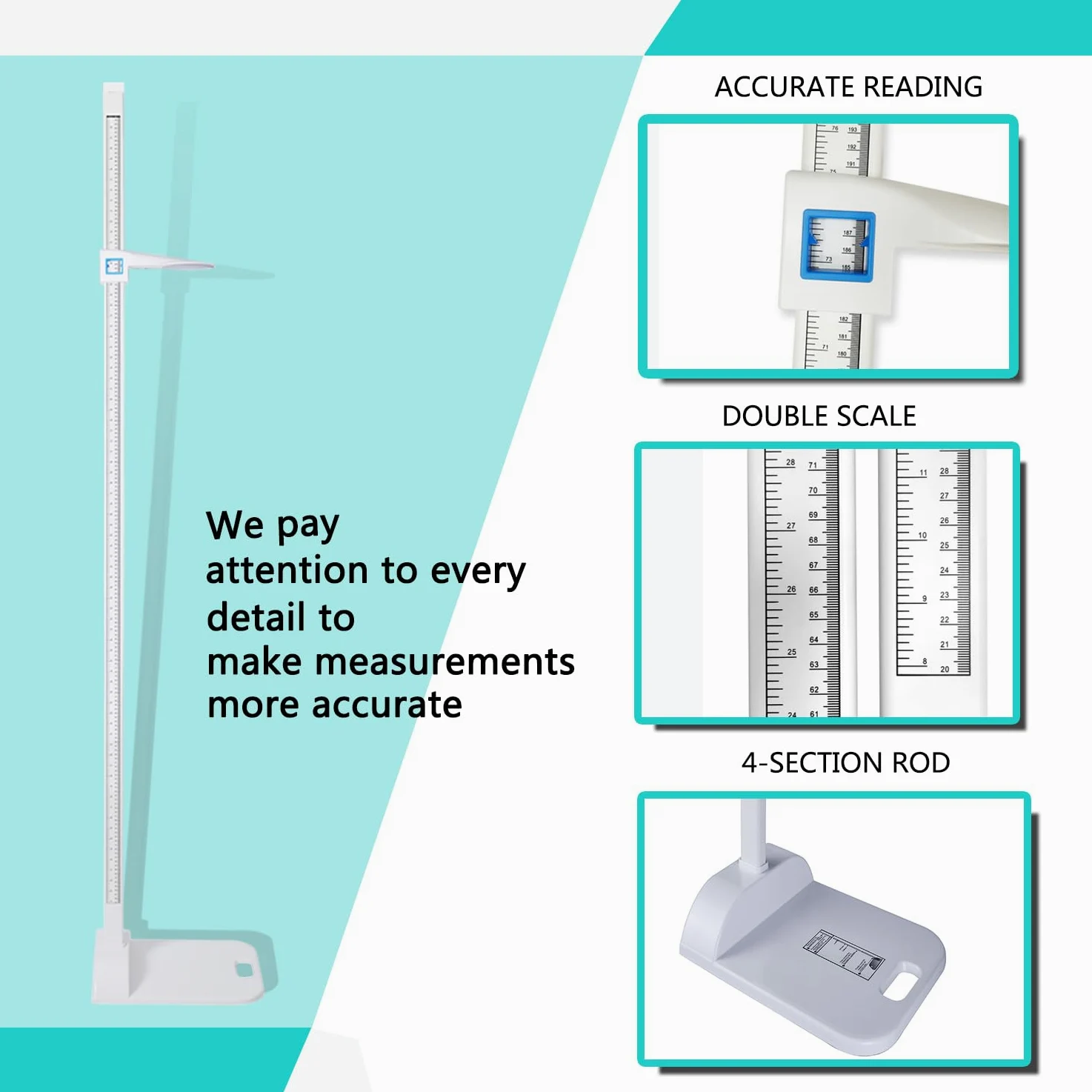 Medición de altura de aleación de aluminio, portátil, barra de medición de altura de 20-210 cm, unidad con cm y 8-82 cm para el hogar, oficina,