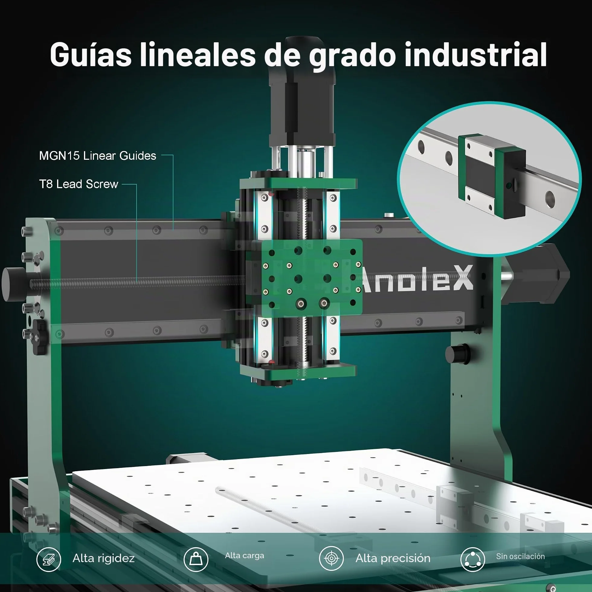 Fresadora CNC 3060-Evo Max, hecha de metal con doble eje XYZ, guías lineales de acero con fresa superior de 800 W, ideal para cortar aluminio, latón, acero