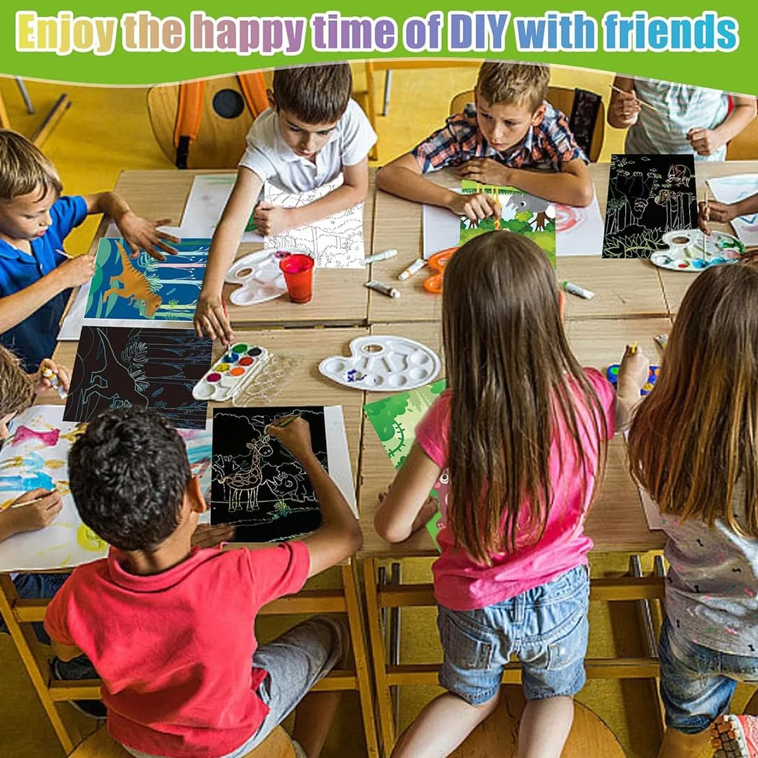 Libros de Arte para Rascar para Niños, Juguetes de Arte Arco Iris, Regalos para Niñas 3-10 Años, Manualidades Tema Unicornio