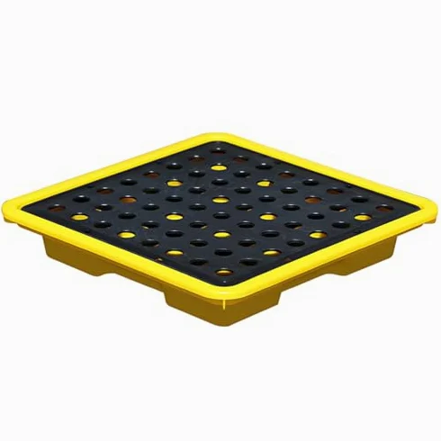 Bandeja de derrames resistente a productos químicos con rejilla extraíble, fácil de limpiar para uso industrial y de laboratorio, perfecta para gestión de líquidos peligrosos