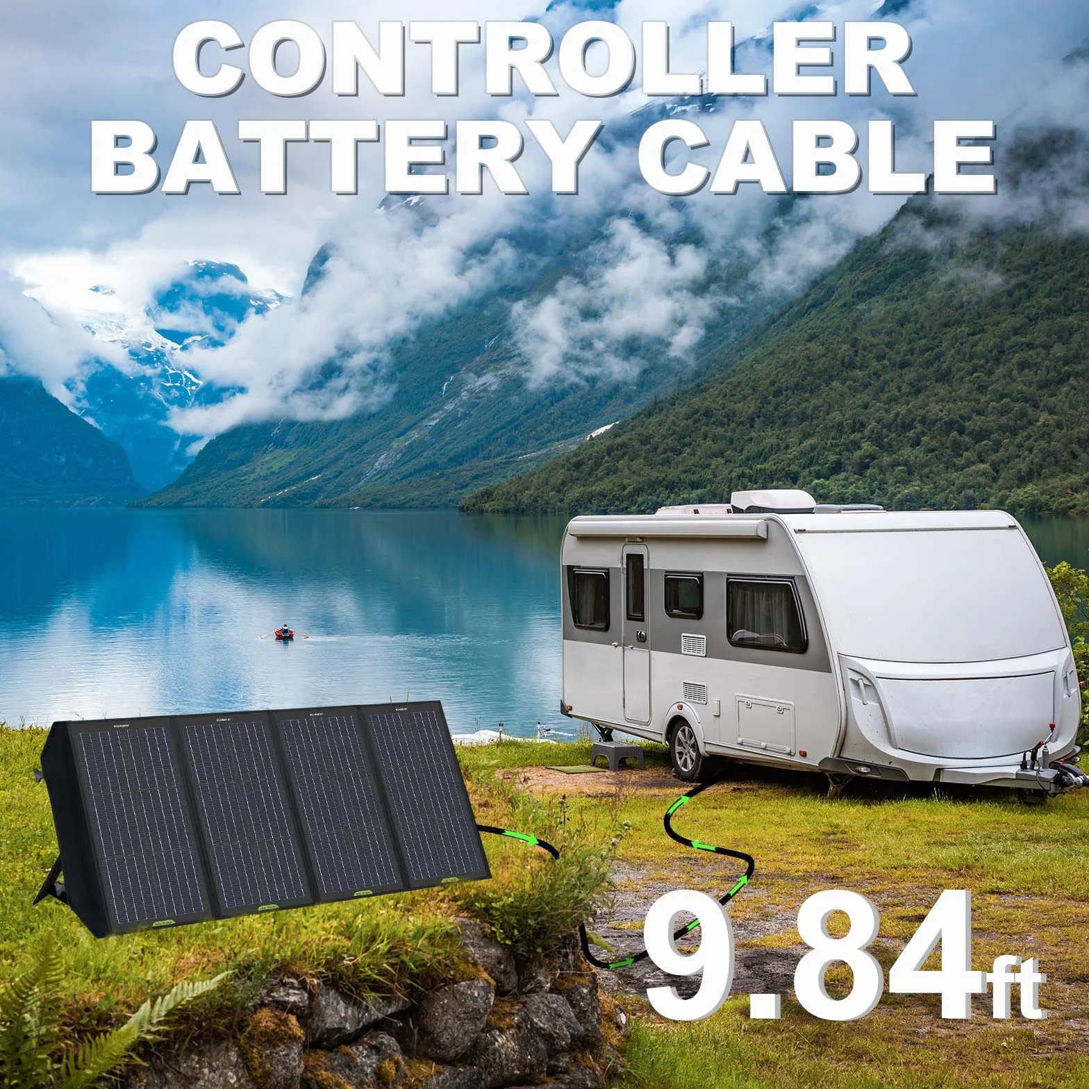 ECO-WORTHY Panel Solar Plegable 120W para Generador Portátil y Batería de RV, Salida CC para Generador Solar, Controlador 20A para Batería SLA/AGM/Litio RV Camping