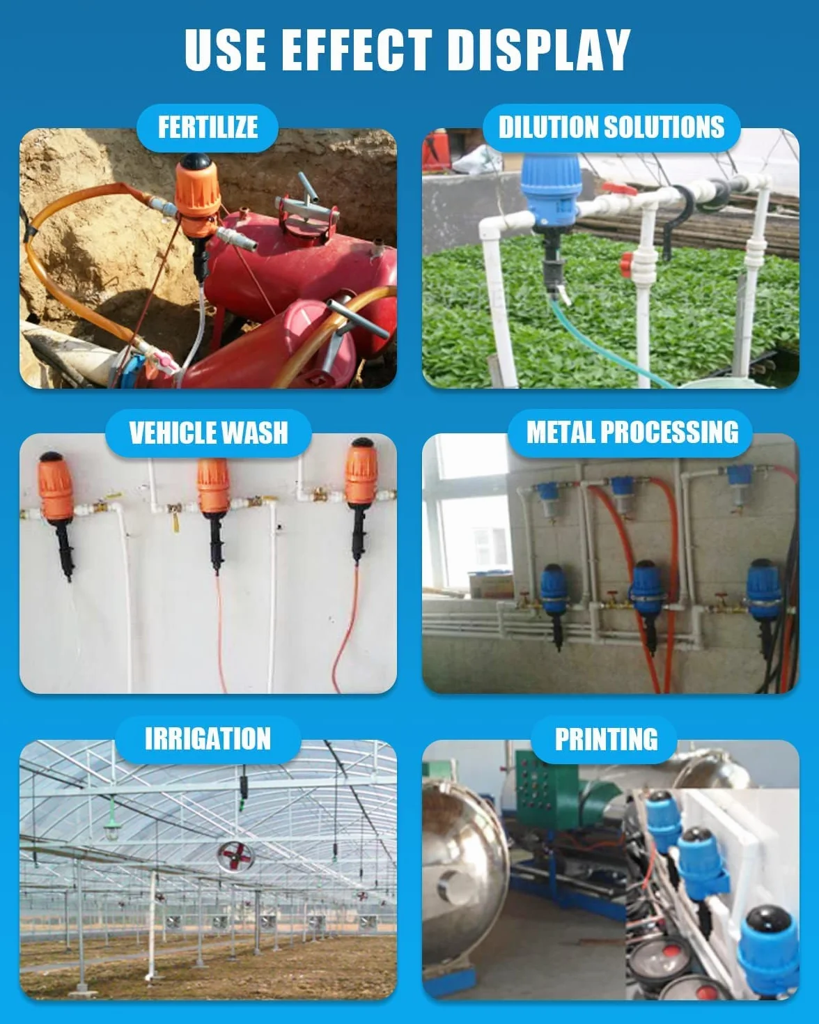 NEWTRY 1% -5% Inyector de fertilizante químico Dispensador Riego por goteo Dosificador de flujo de líquido Bomba dosificadora para jardín Ganadería Industria agrícola