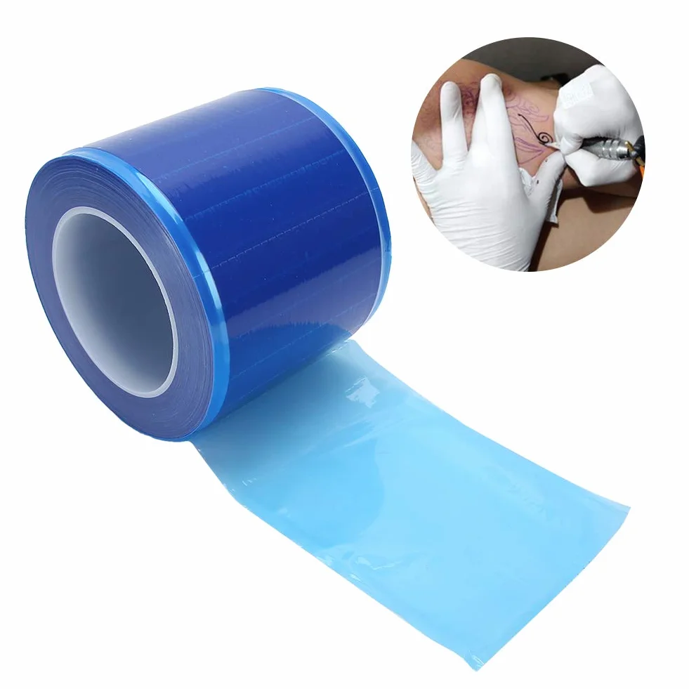 Película de barrera para tatuajes autoadhesiva azul transparente impermeable 1200 hojas