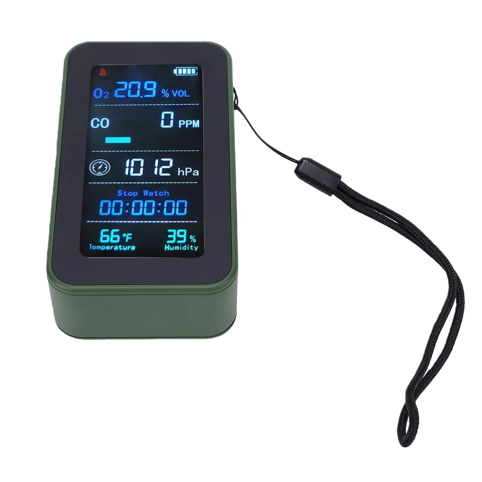 Generic Detector de Oxígeno Portátil, Monitor de Calidad del Aire con Linterna para Uso de Emergencia, Camping, Viajes, Batería de 3000mAh