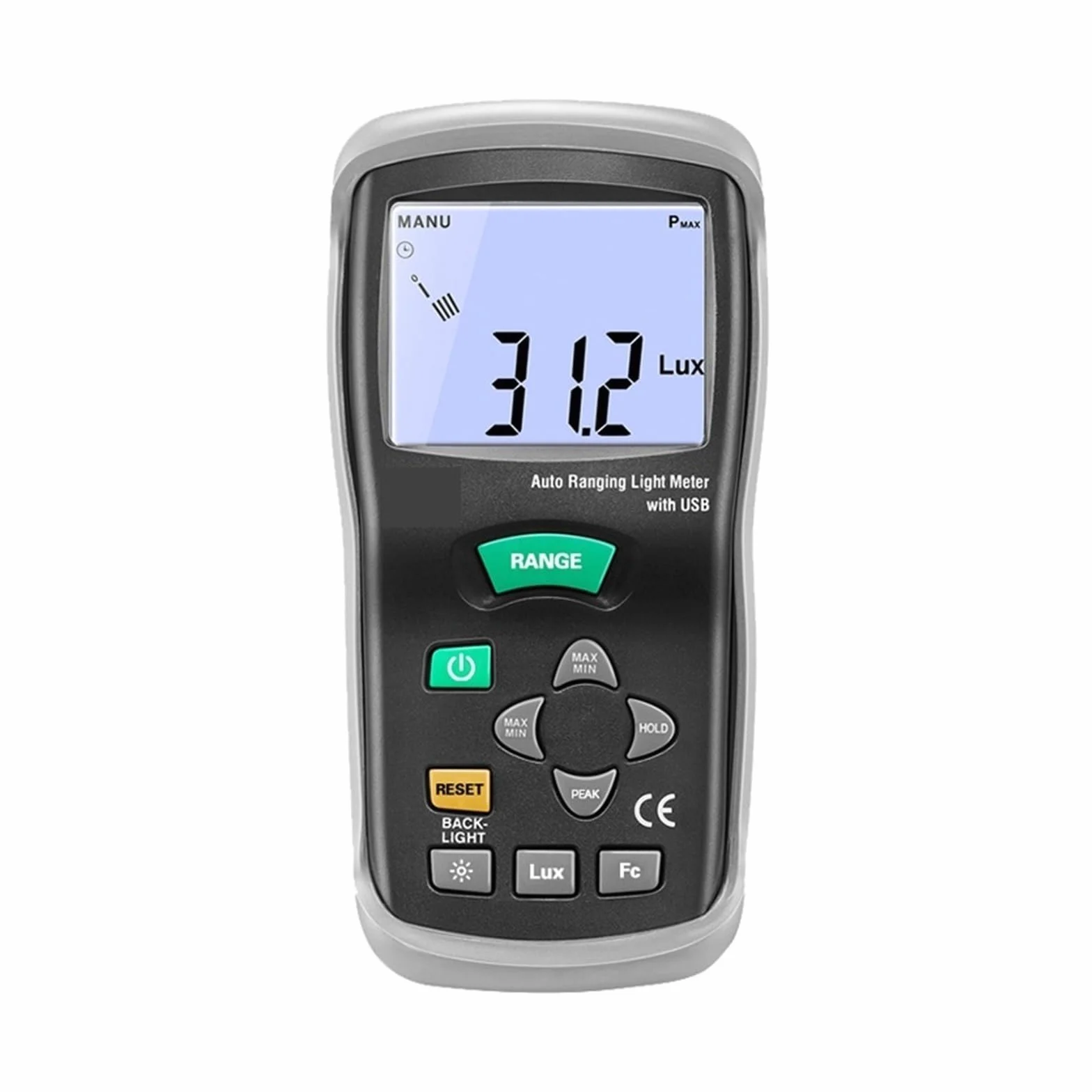 Medidor De Iluminancia Medidor De Luz Interfaz USB Prueba De Brillo Fotómetro Medidor De Iluminación Pantalla LCD Retroiluminada Luxómetro ideal para medir la intensidad