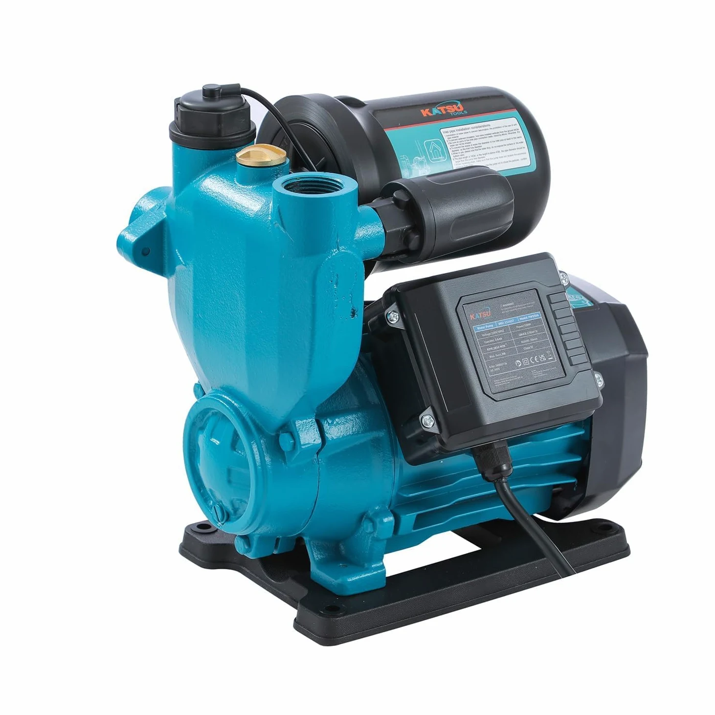 KATSU Bomba de Refuerzo de Agua de 550W, Automático Control de Presión, Autocebante Adecuado para Grifos de Agua para el Hogar y el Jardín 151437