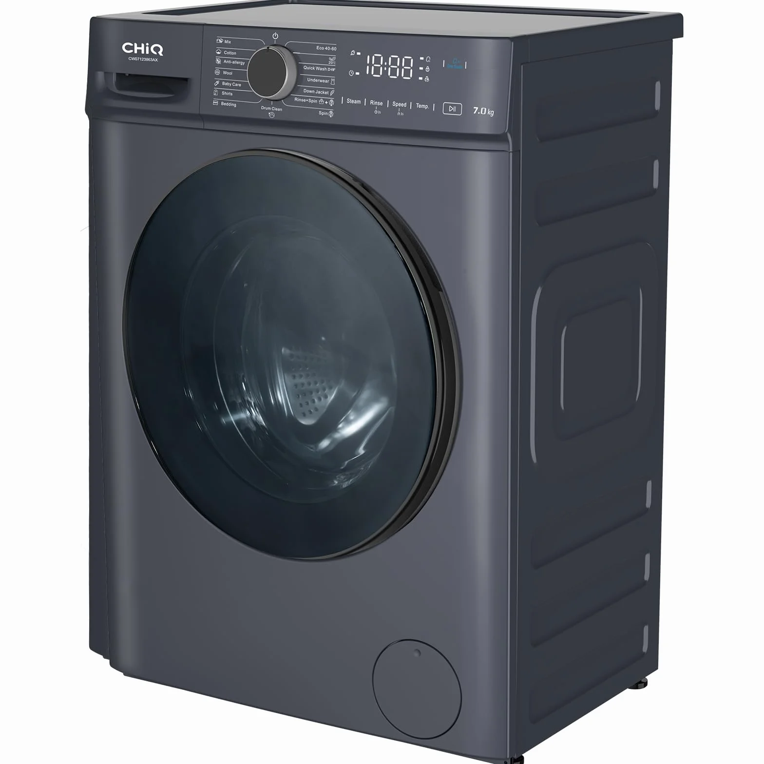 CHiQ Lavadora Carga Frontal 7kg 1200 RPM Motor Inverter Clase A Gris