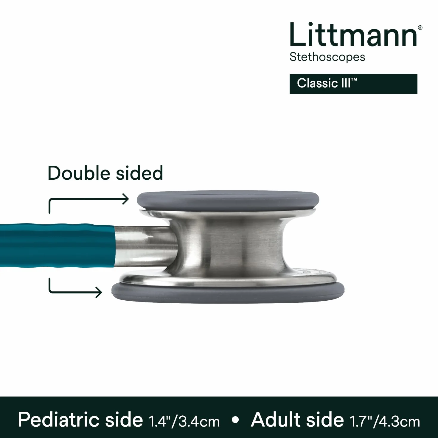 3M Littmann Fonendoscopio para monitorización Classic III, tubo azul Caribe, 68,5 cm, 5623