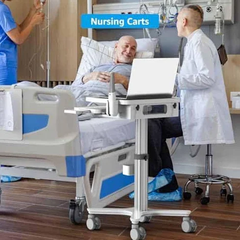 Carro médico con soporte para monitor y soporte para escáner oral, carrito dental ajustable con ruedas de bloqueo de 360° para hospitales, dentales y salones de belleza