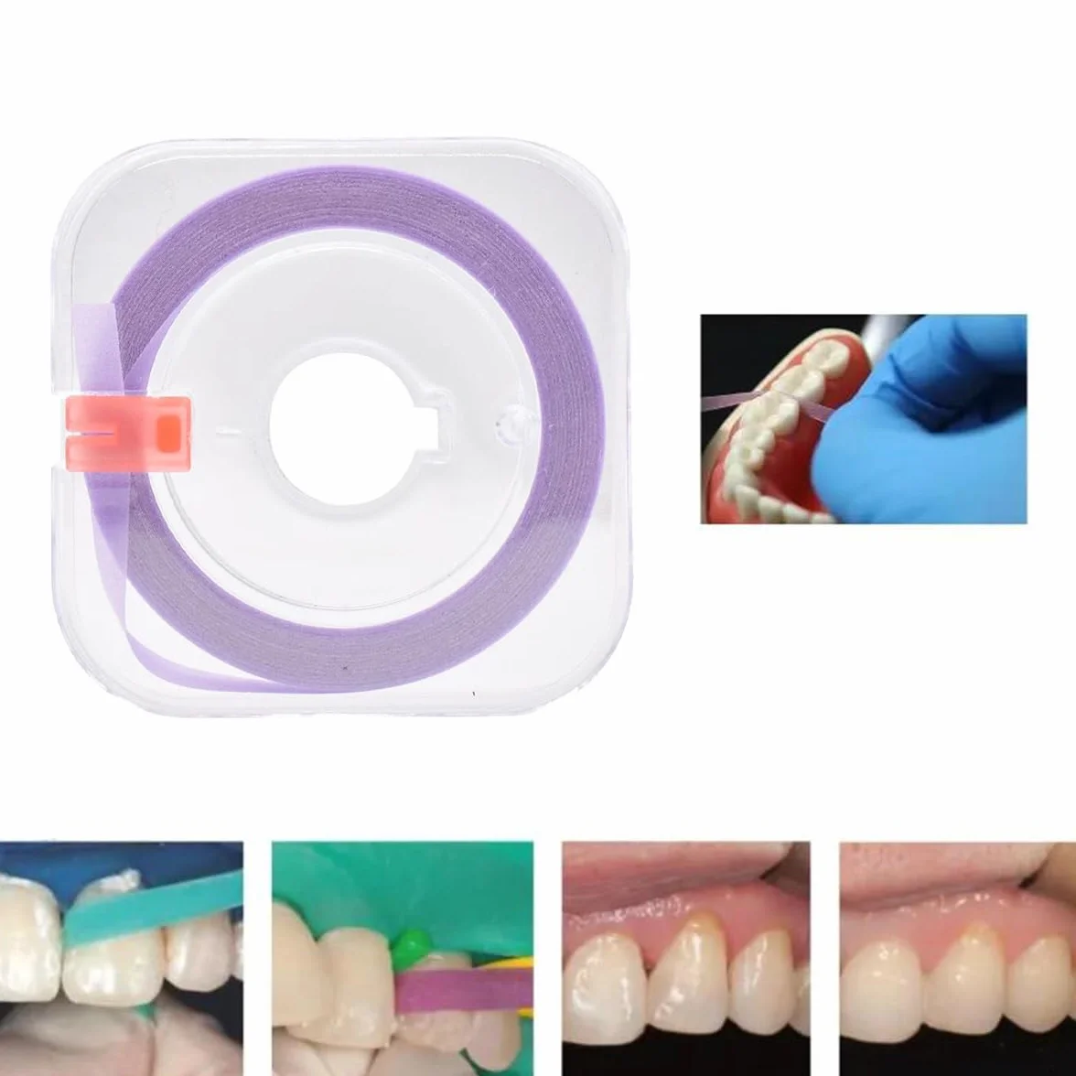 Tokaneit Tiras de Pulido Dental Papel de Lija para Dientes 50um 4mmx6m Morado