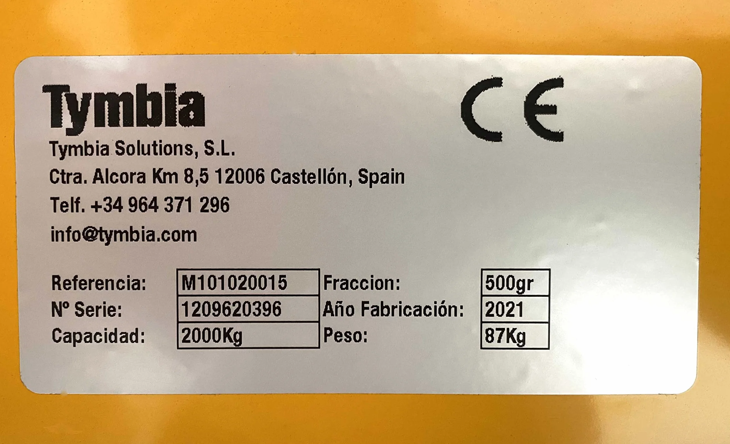 Transpaleta pesadora de 2000Kg de Capacidad, con 4 células de pesaje. Precisión 500g. Dimensión Horquillas 1160 x 160mm (Sin Impresora)