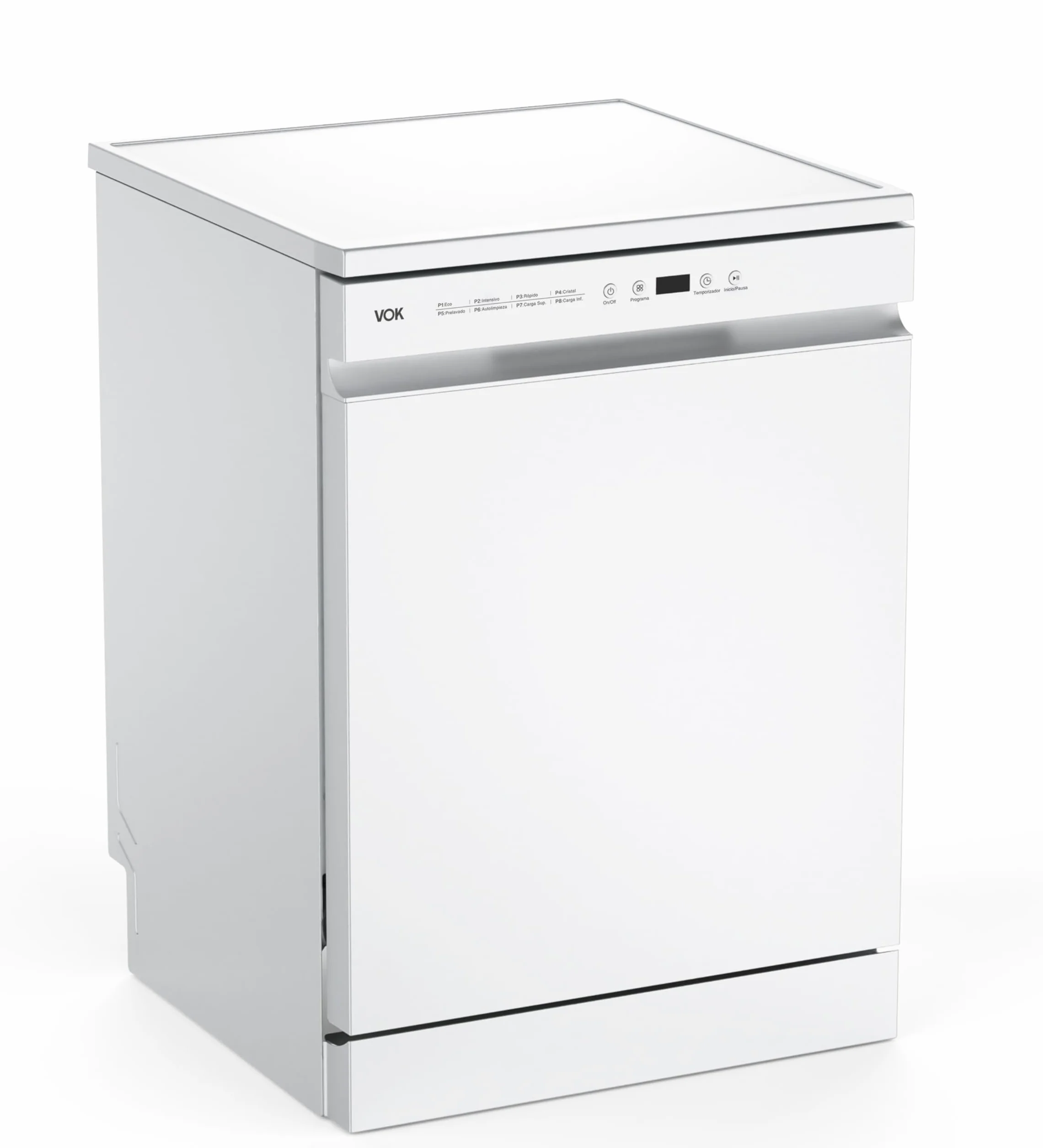 VOK Lavavajillas 60 cm 14 Cubiertos 8 Programas 47 dB Silencioso Clase C 3ª Bandeja Apertura Automática Blanco