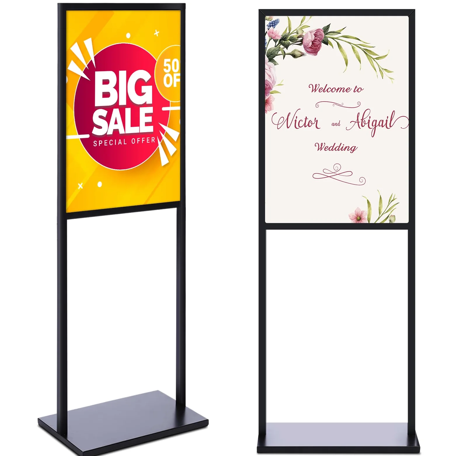 Blulu Paquete de 2 soportes para póster de 24 x 32 pulgadas, soporte de letrero resistente deslizante, soporte para carteles de hasta 9 libras, soporte de póster de doble cara con alfombrillas
