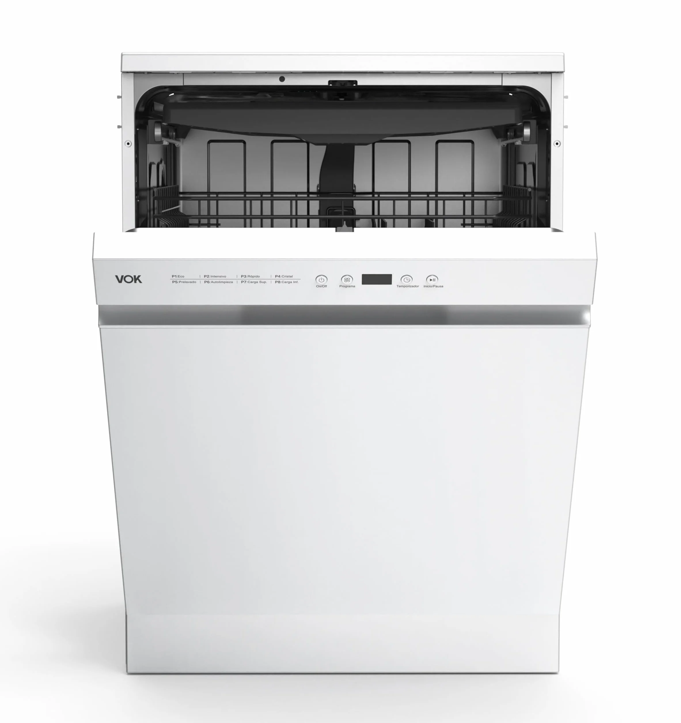 VOK Lavavajillas 60 cm 14 Cubiertos 8 Programas 47 dB Silencioso Clase C 3ª Bandeja Apertura Automática Blanco