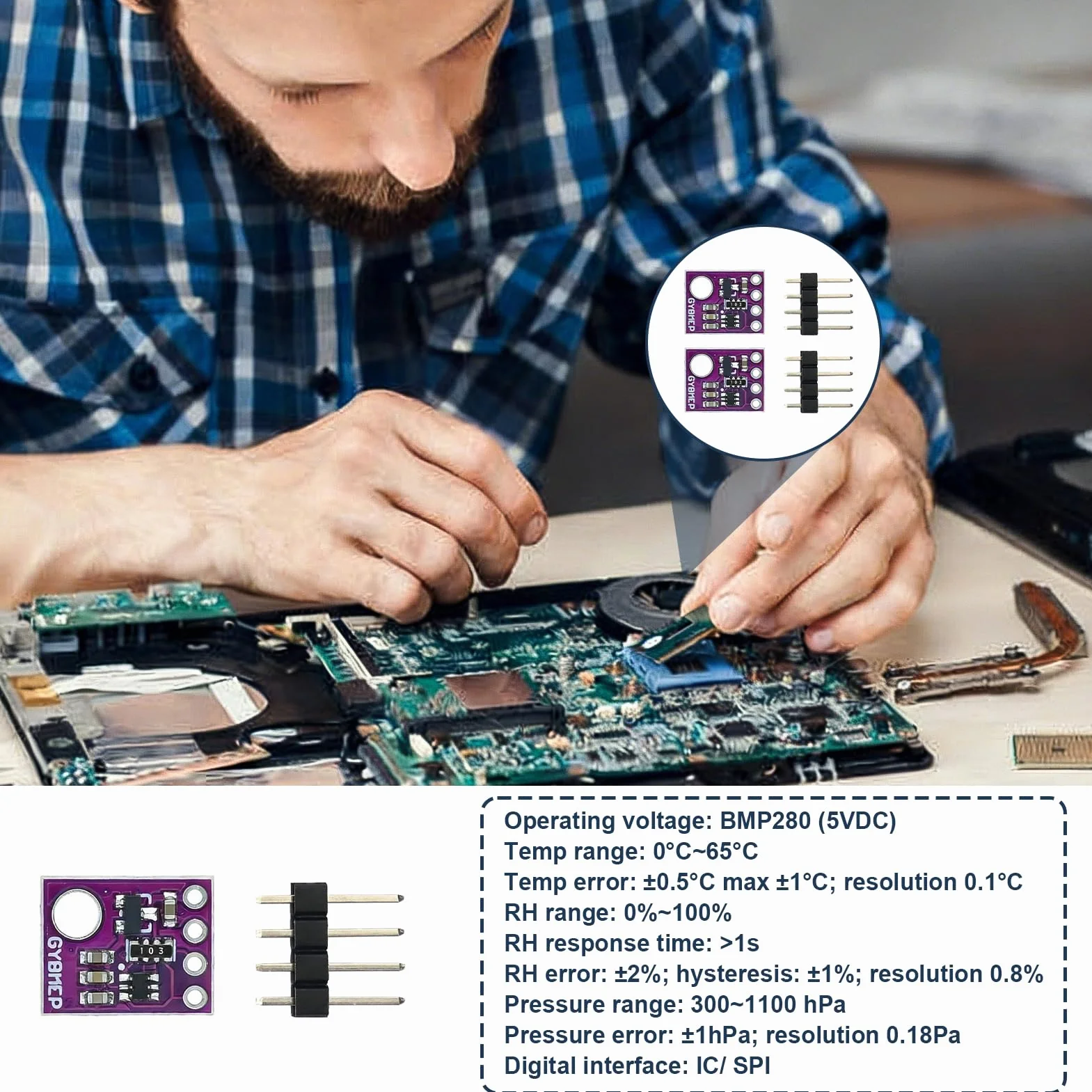 BME280 Módulo Sensor Temperatura Humedad Presión Barométrico Alta Precisión I2C SPI Arduino Raspberry Pi