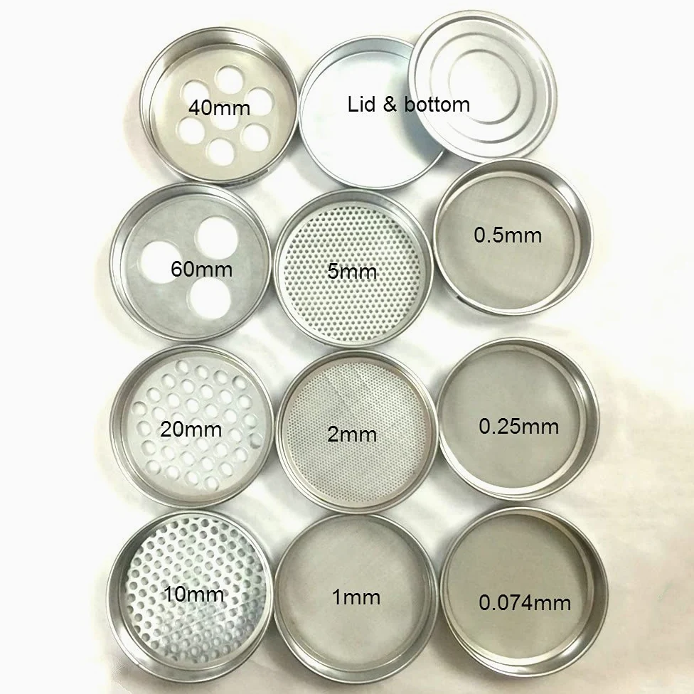 Tamiz de malla fina de prueba estándar de laboratorio, tamiz de suelo de 20 cm galvanizado 1 ud.(1mm)