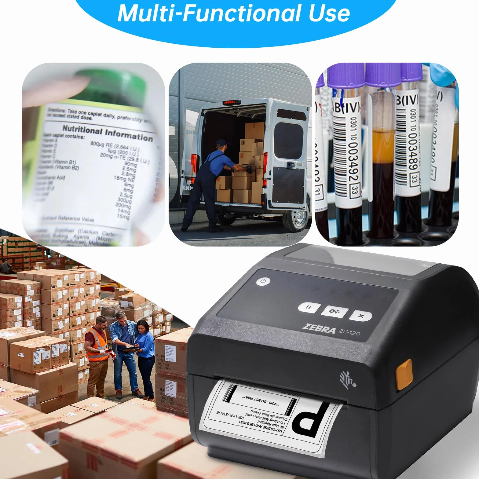 Zebra ZD420d ZD42042-D01000EZ - Impresora térmica directa de escritorio, 203 ppp, ancho de impresión de 4 pulgadas, USB
