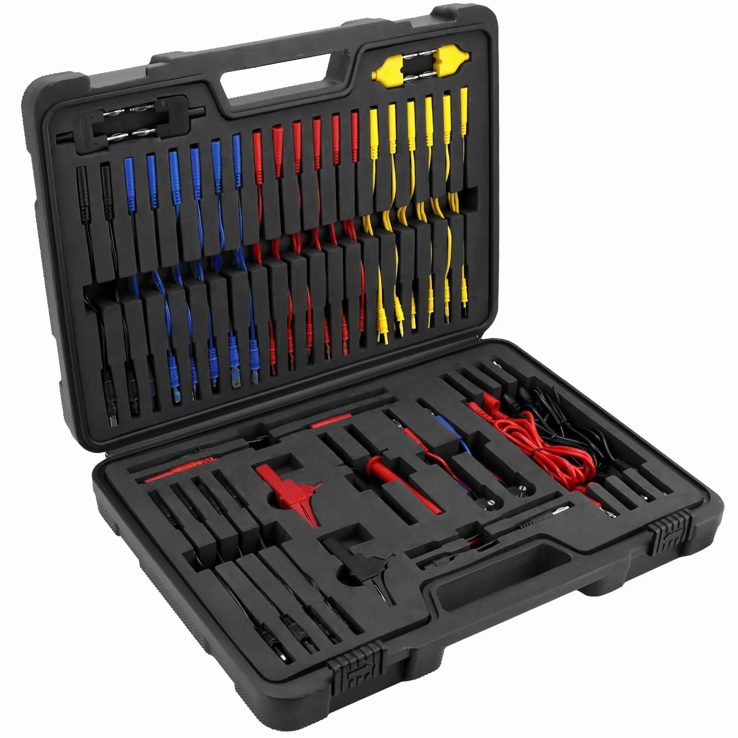 QWORK® 92 Piezas Multímetro Cables de Prueba Kit, Multifuncional Conjunto de Diagnóstico de Circuito Automotriz con Pinzas de Cocodrilo, Sondas, Terminales de Conexión