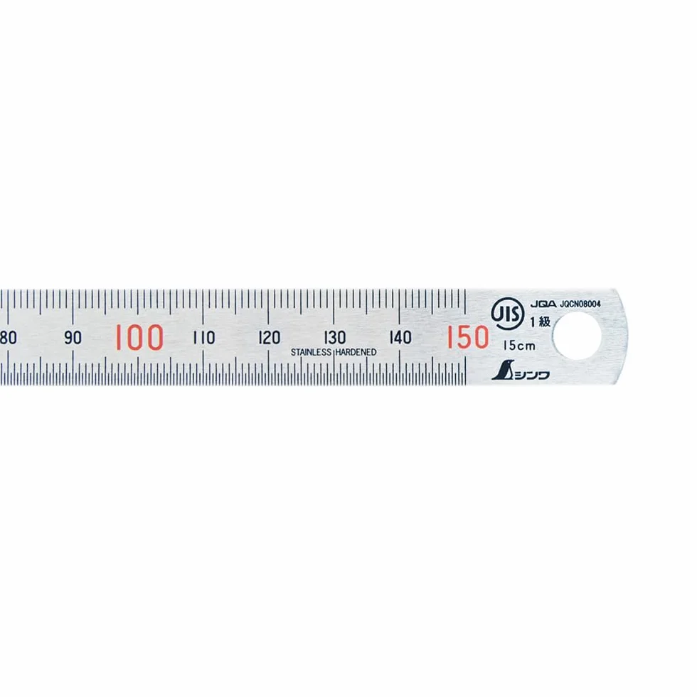Shinwa Sokutei Escala lineal de 15 cm JIS 1er grado Números rojos 14001