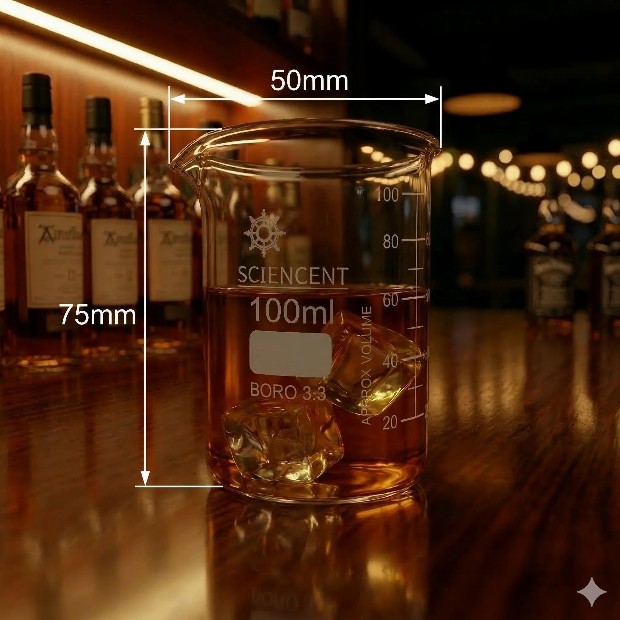 Vaso de cristal transparente de 50 ml, 100 ml, 250 ml, 500 ml, 1000 ml vaso medidor de borosilicato, vaso de cristal para escuela, química, laboratorio, suministros de estudio. Glass Beaker set of 5