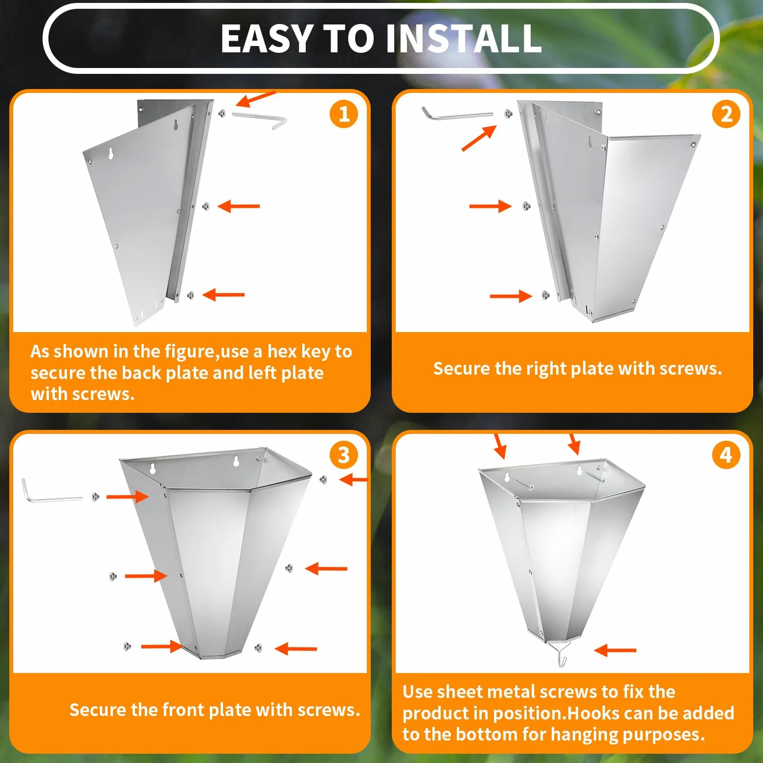 Cono de retención de pollo de acero galvanizado de gran tamaño para aves de corral, adecuado para capas grandes, asadores, asadores y pavos de hasta 14 libras, cono de matar con parte trasera