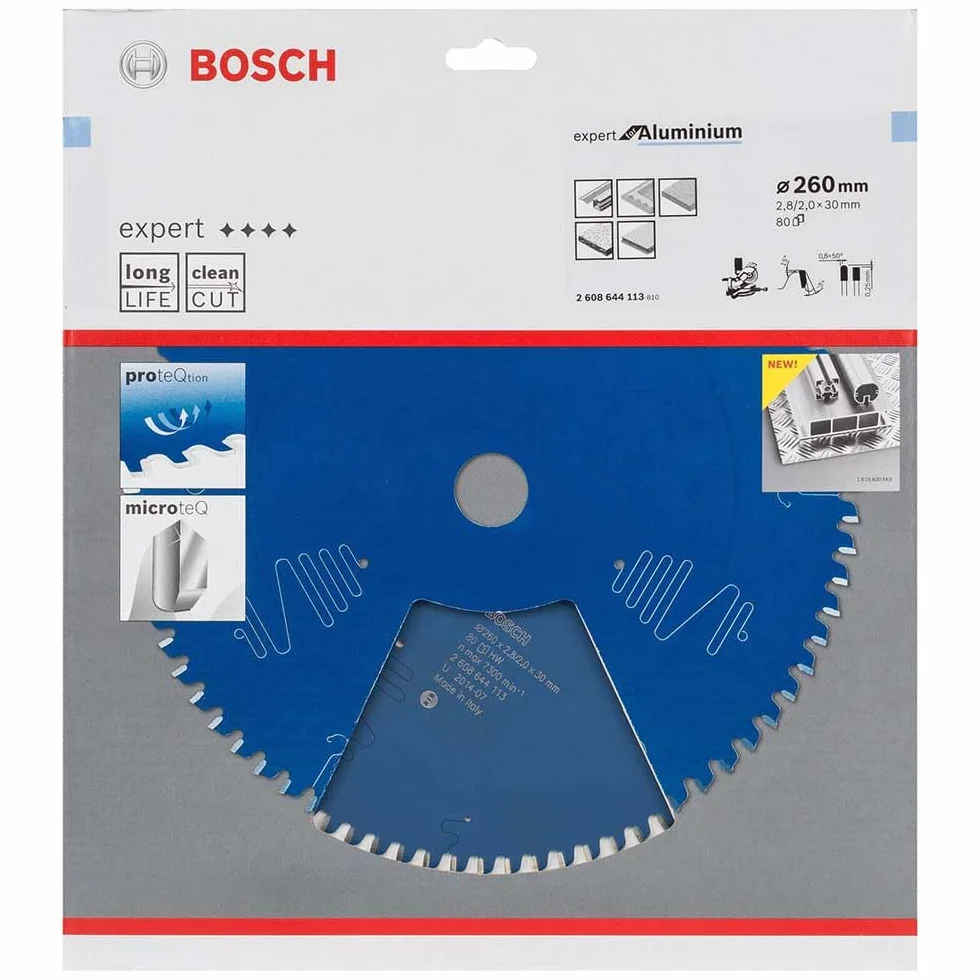 Bosch Professional Hoja de sierra circular 1x Expert for Aluminium (para aluminio, Ø 260 x 30 2,8 mm, 80 dientes, accesorios para sierras circulares)