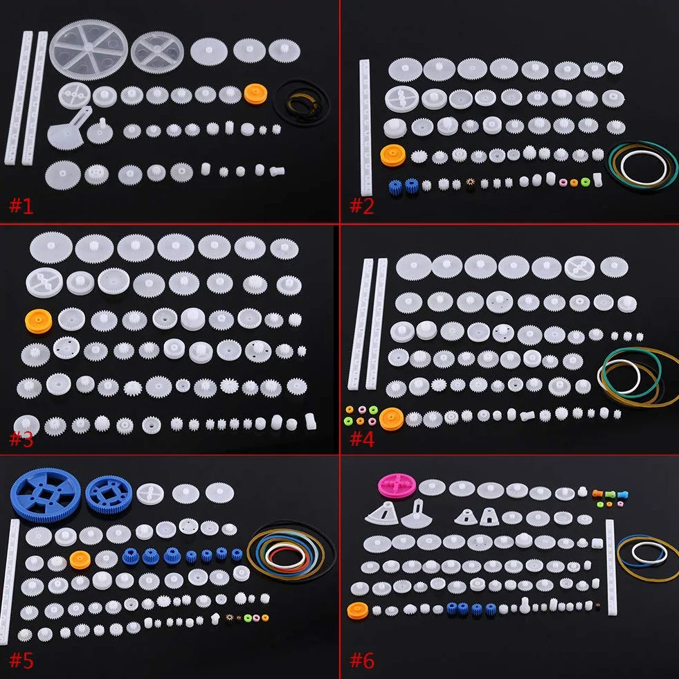 Juego de Kit de Polea de Engranaje, Plástico, DIY, Accesorios de Fabricación, 64 Piezas