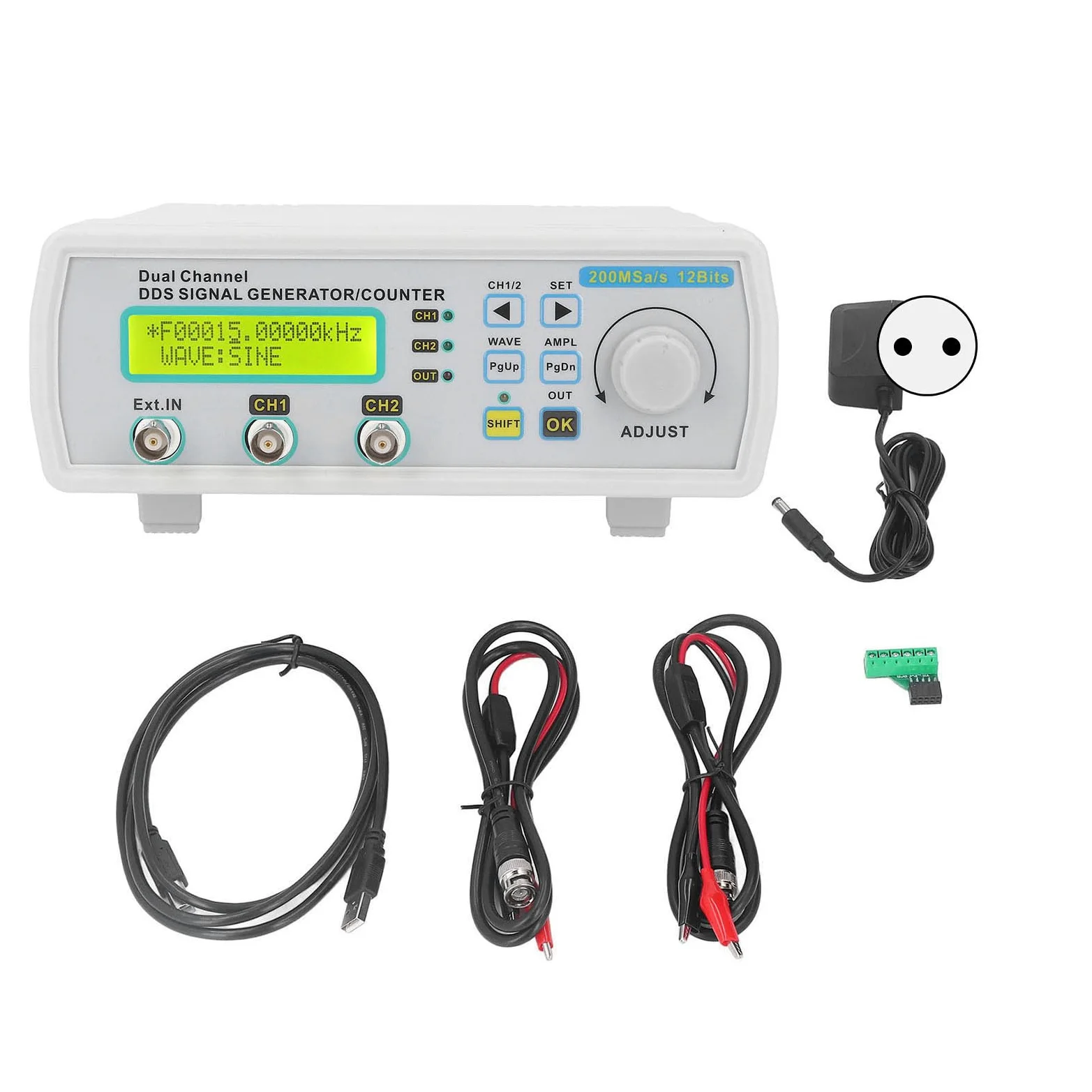 Generador de Señal DDS Actualizado Contador Generador de Función de Forma de Onda Arbitraria de Doble Canal 0-6MHz 200MSA/s