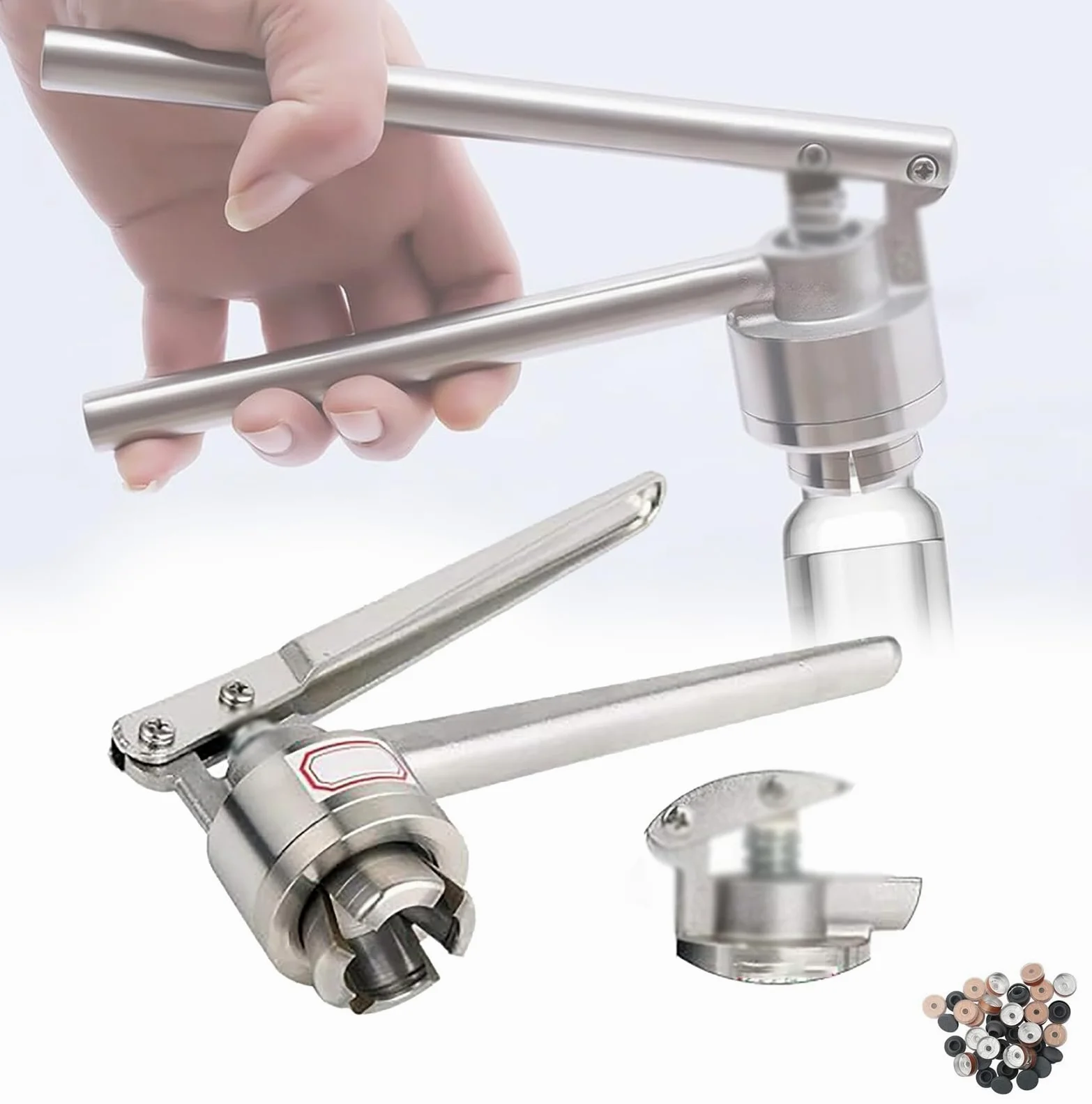 Máquina De Sellado Manual para Viales, Prensadora De Viales Abatible, para Tapa De Aluminio/plástico De 15 Mm, Abrazadera Manual para Prensaestopas, Acero Inoxidable 304,A