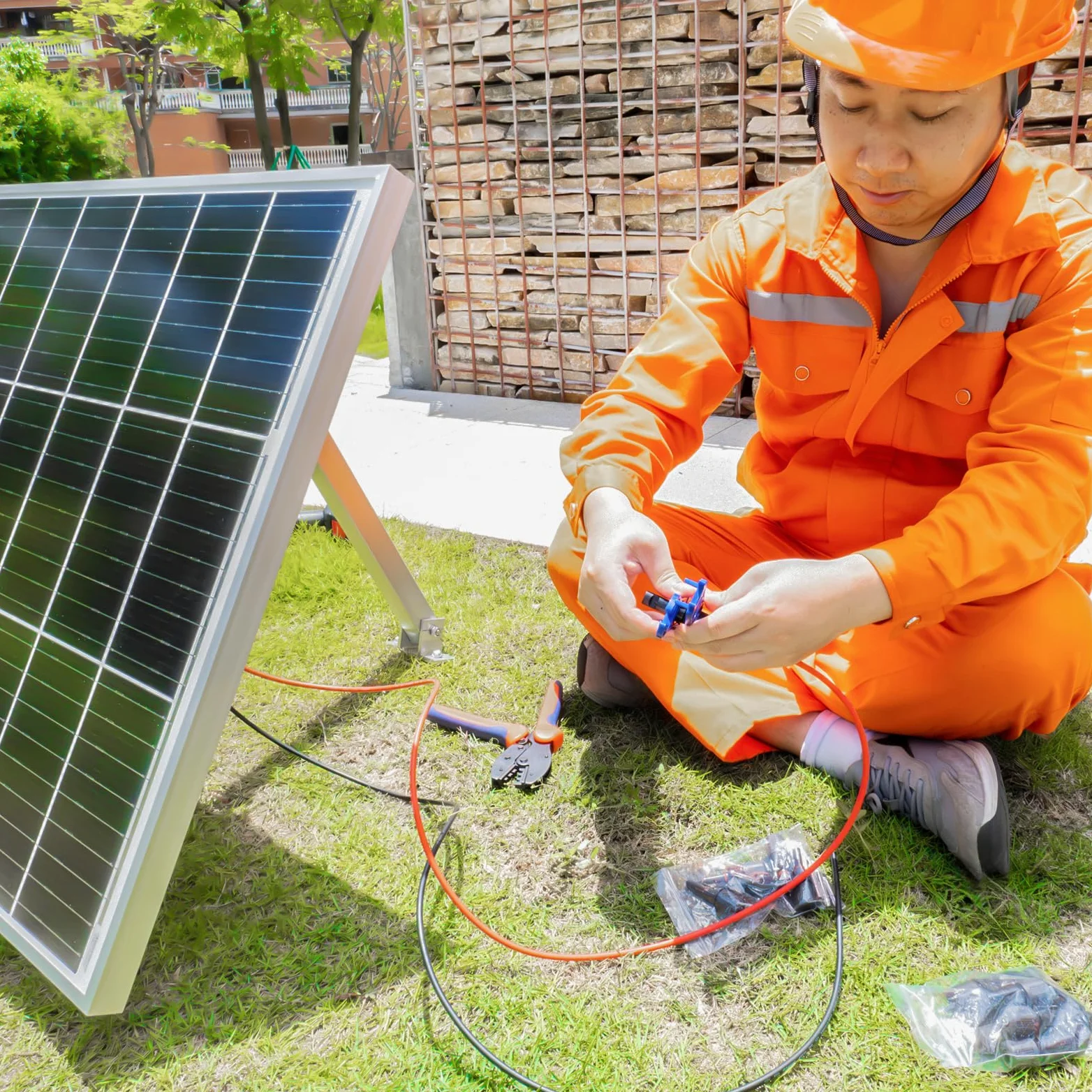 80 conectores solares, 40 pares de conectores de panel solar impermeables IP67 con 2 llaves, adecuados para cable solar de 14 a 10 AWG