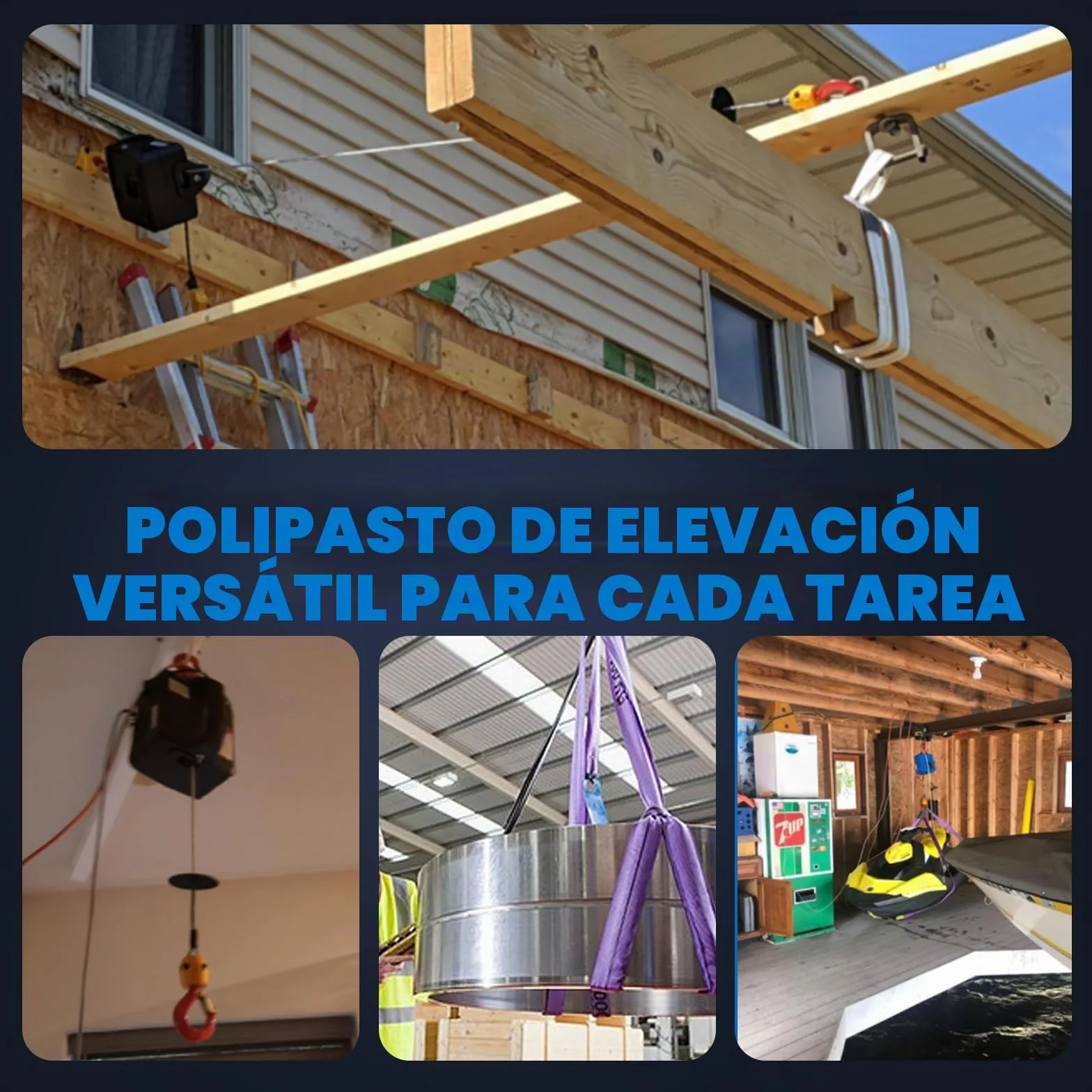 NEWTRY 3 en 1 Polipasto Eléctrico 1500W, Cabrestante Eléctrico de 500 kg 7.6m, Control Remoto Inalámbrico, Con Protección Contra Sobrecargas, Con manual en español