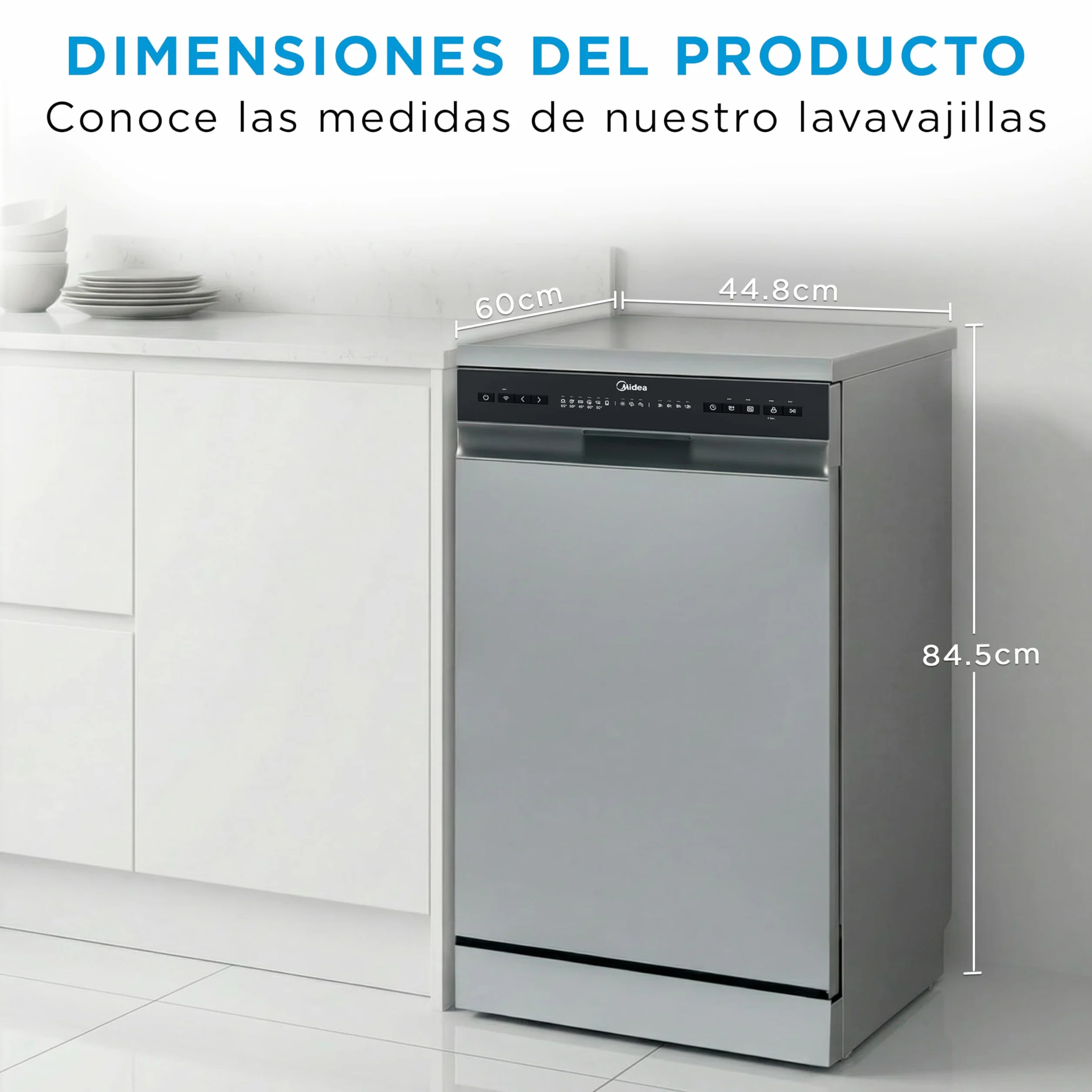 Midea Lavavajillas 45 cm Inox 10 Servicios 8 Programas Lavaplatos Libre Instalación Compacto Integrable