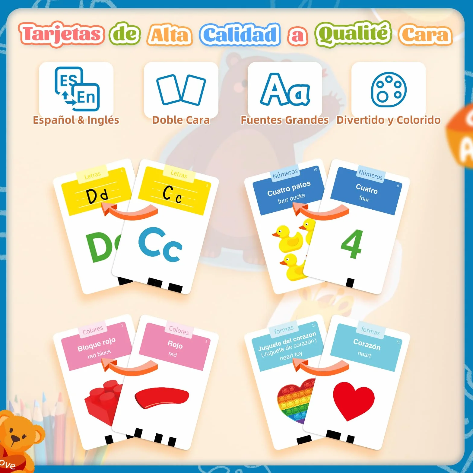 HOMESTEC Tarjetas Flash Parlantes, Juego Educativo Audibles 432 Palabras Español, Juguete Montessori Azul 2-6 Años