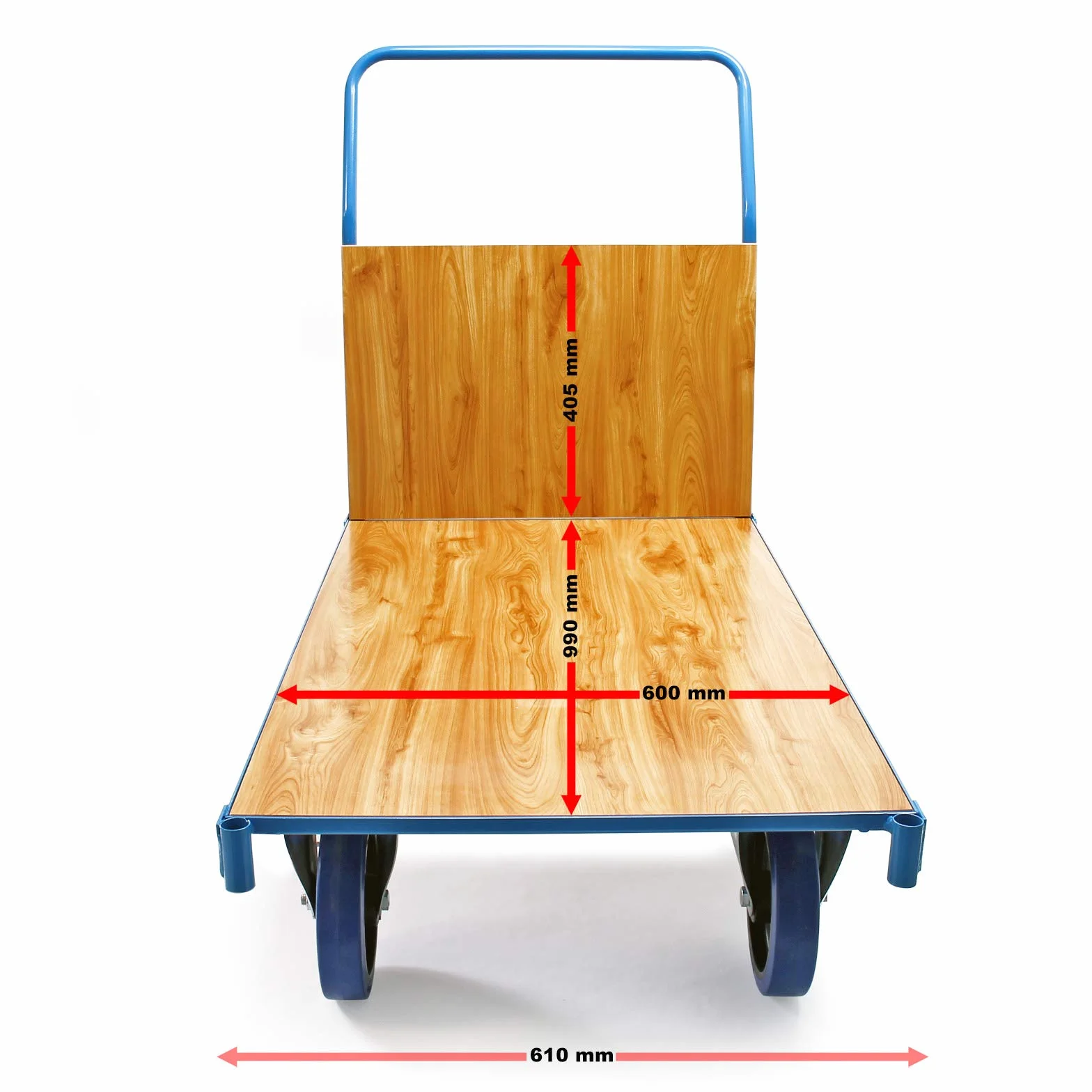 Carro de Transporte 100x60cm 600kg Plataforma de Carga Frenos y Manillar Almacén Oficina Paquetería