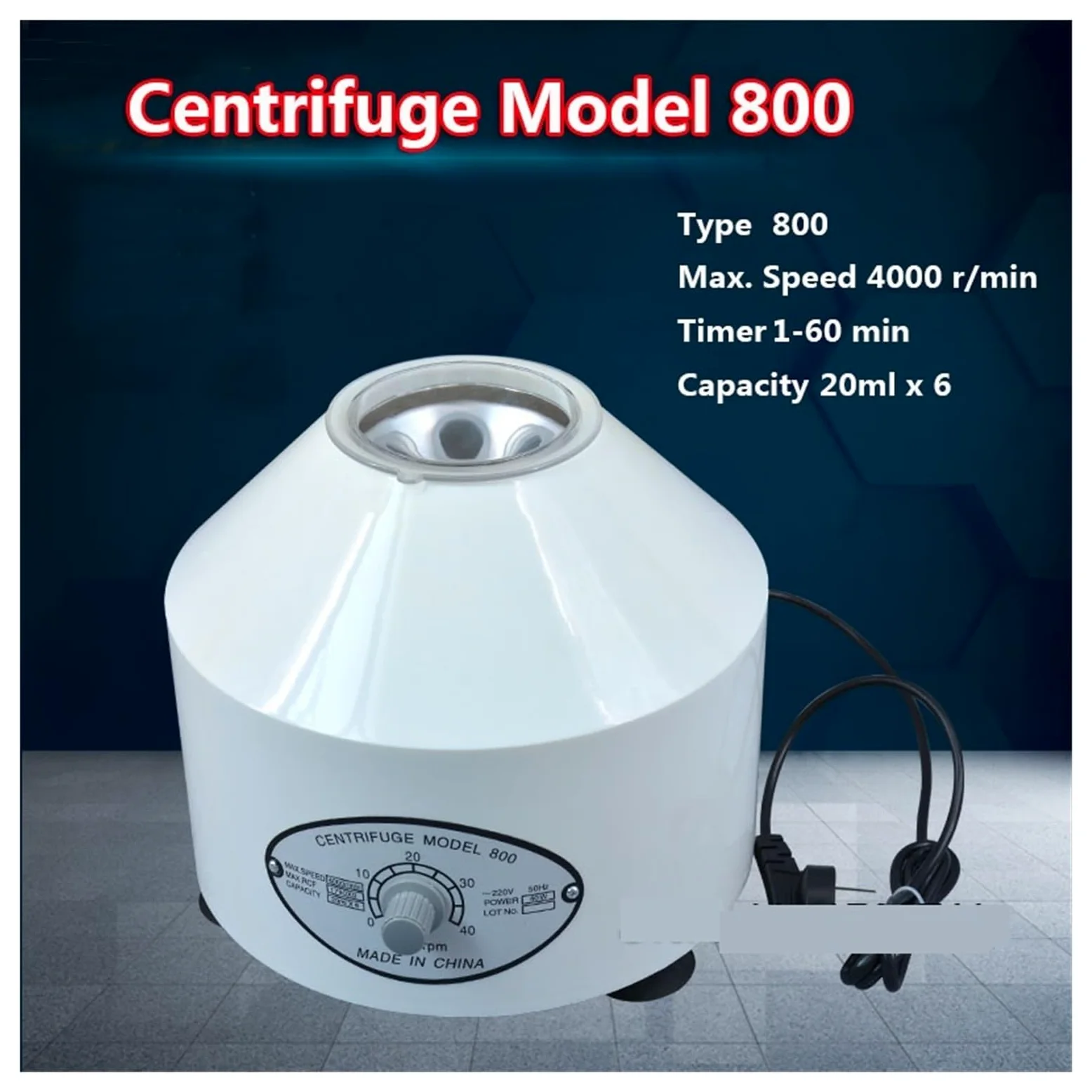 Centrifugadora eléctrica de escritorio de baja velocidad, centrífuga de laboratorio médico, centrífuga de laboratorio 800, 4000rpm