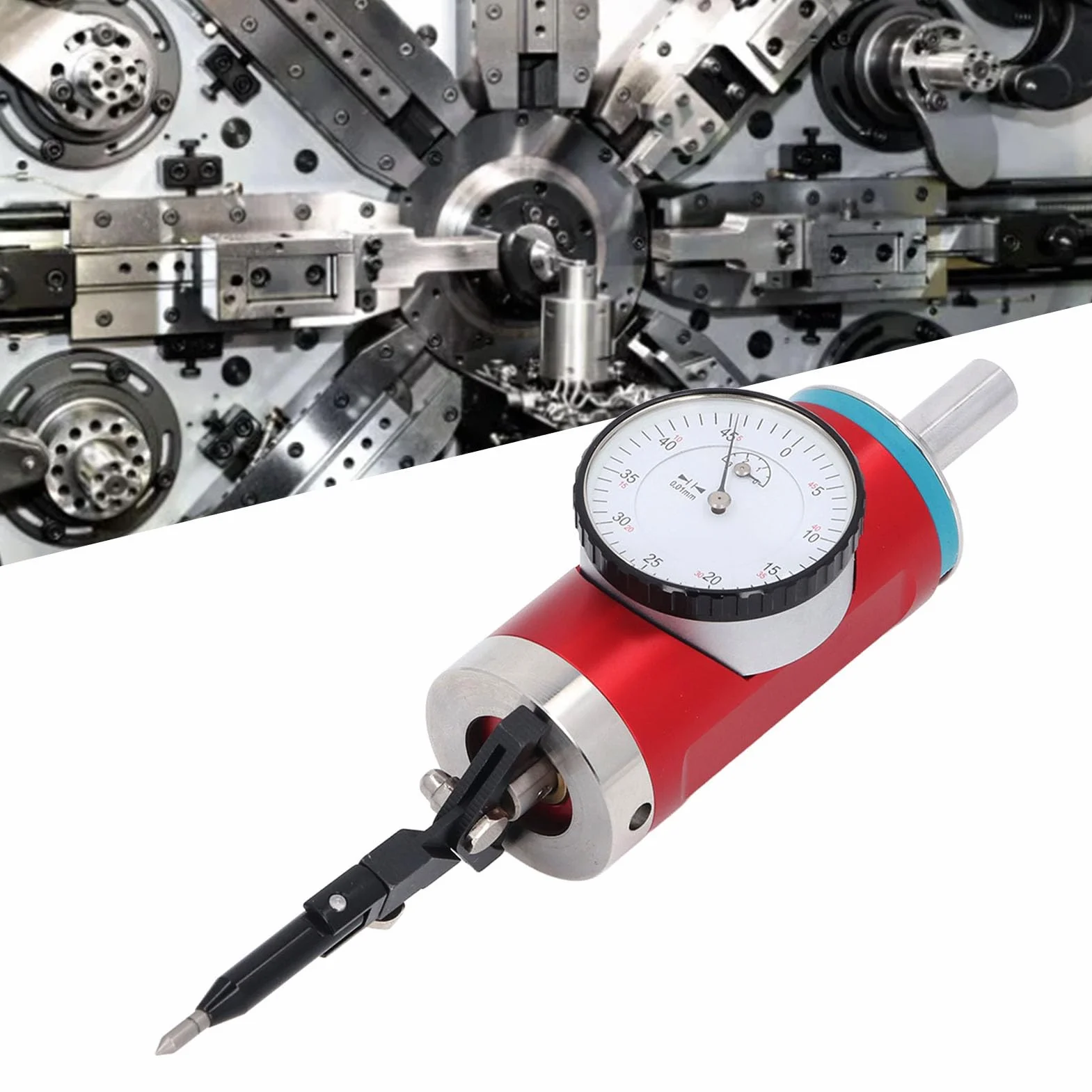 Indicador de centrado coaxial, conjunto de reloj de prueba para fresadora de precisión de 0,01 mm con estuche de almacenamiento, escala métrica de 0 a 3 mm para mecanizado y