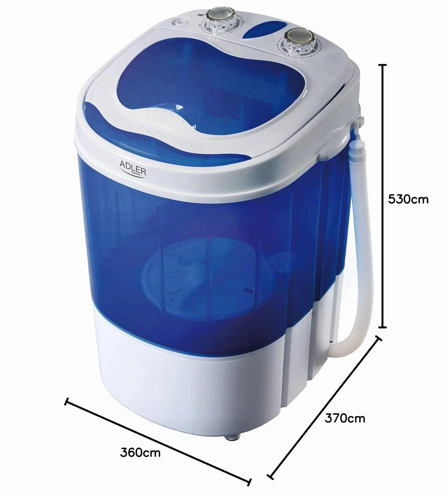 Adler AD 8051 Mini Lavadora Portátil Carga Superior 3kg 1kg Centrifugado 360x370x530 cm