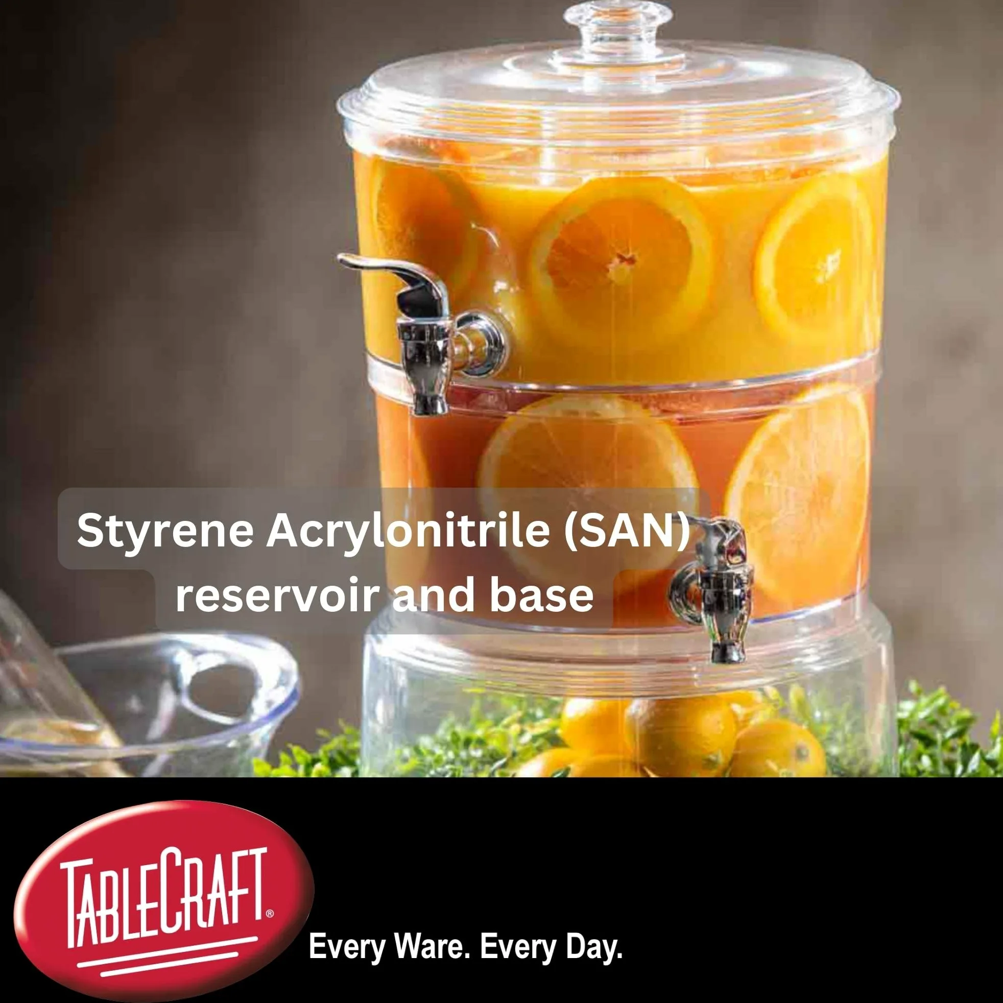 Tablecraft 10961 Dispensador de Bebidas apilable de Dos Niveles de 2 galón, Acrílica, Transparente